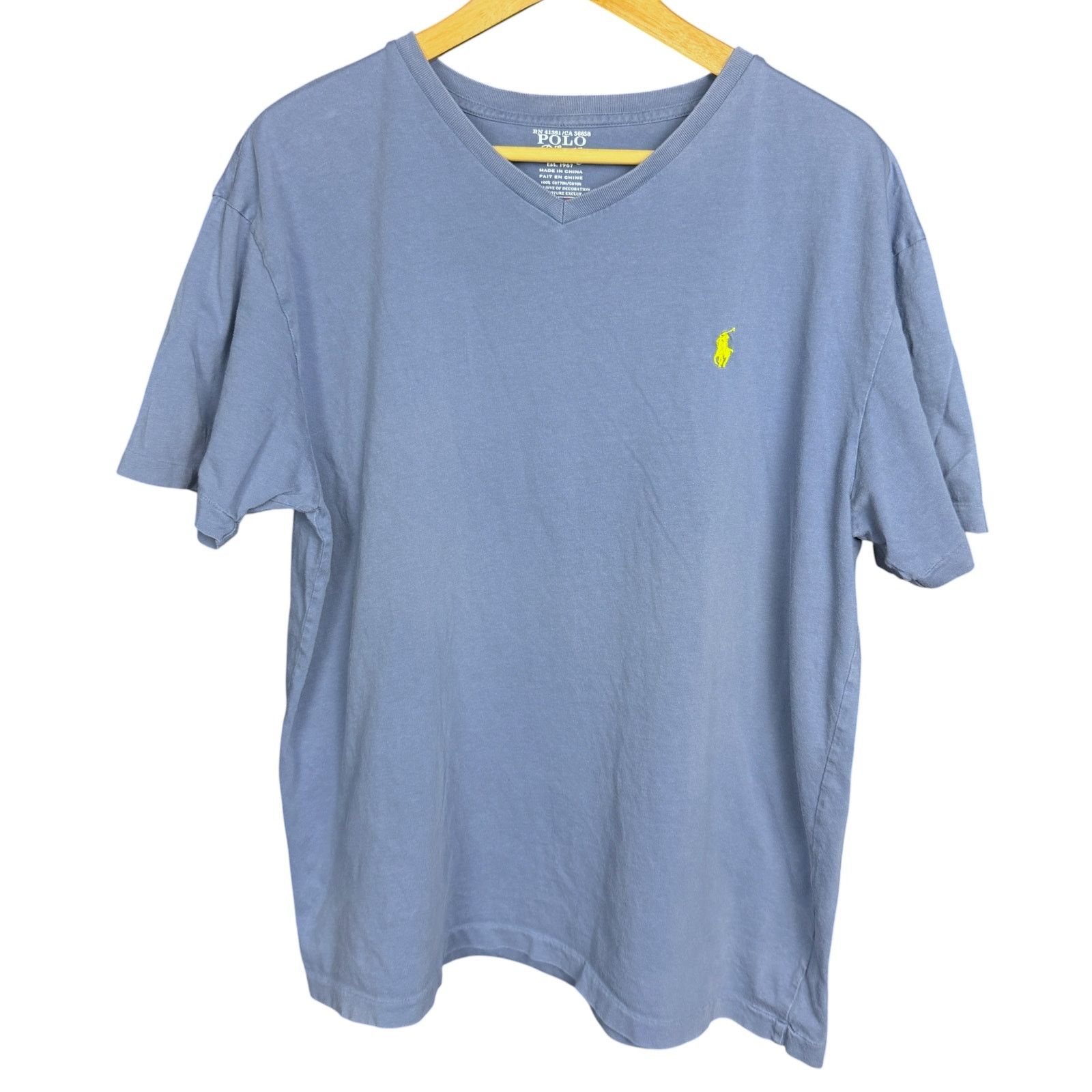 Polo Ralph Lauren Polo Ralph Lauren Mens Large 100% Cotton Blue V-Neck T-Shirt Size US L / EU 52-54 / 3 - 5 Thumbnail