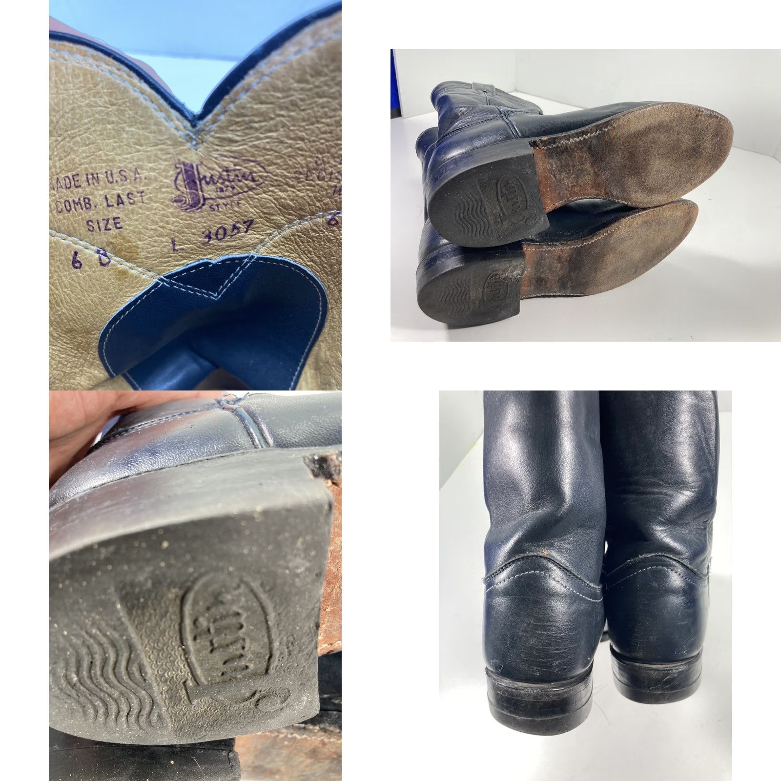 Justin Boots Justin Roper Boots Women Size 6 B Navy Blue Leather Western Rodeo Style 3057 Size US 6 / IT 36 - 9 Thumbnail