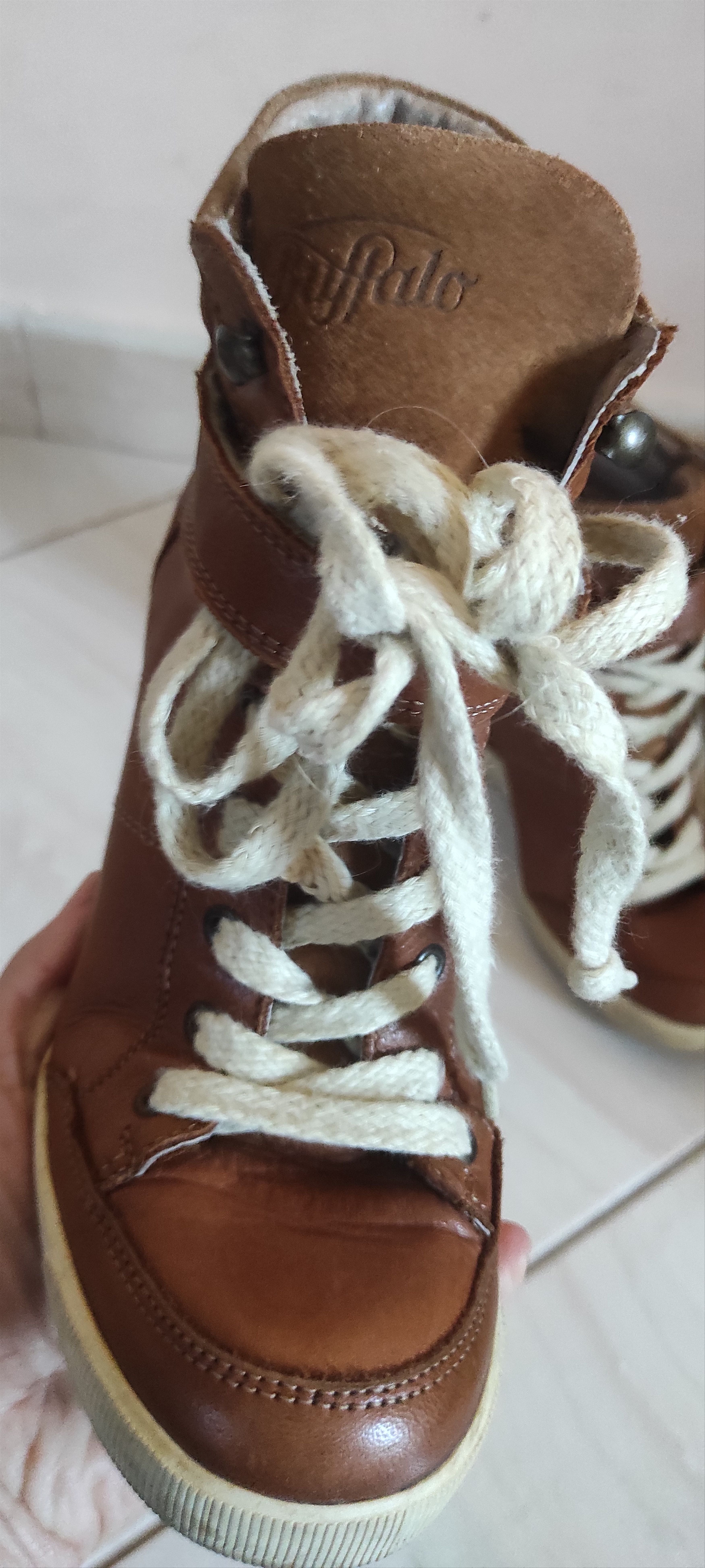 Buffalo London × Leather Buffalo London Brown leather Bull Boxer Wedge Ankle Boots Size US 7 / IT 37 - 8 Thumbnail