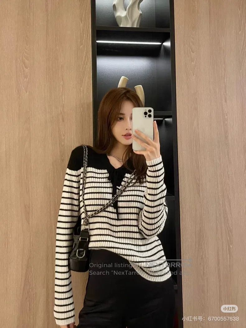 Dior Dior Navy collar striped knitted long sleeves Size XS / US 0-2 / IT 36-38 - 8 Thumbnail