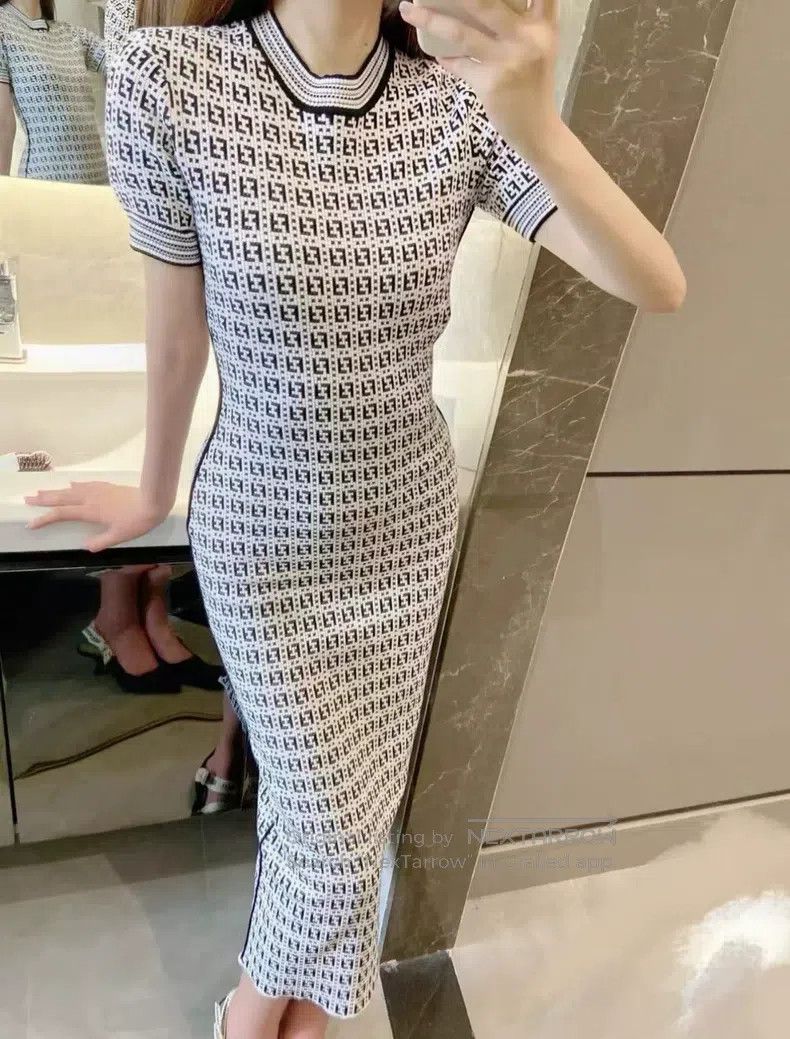 Fendi Fendi Double F Jacquard Knit Short Sleeve Dress Size XXS / US 00 / IT 34 - 7 Thumbnail