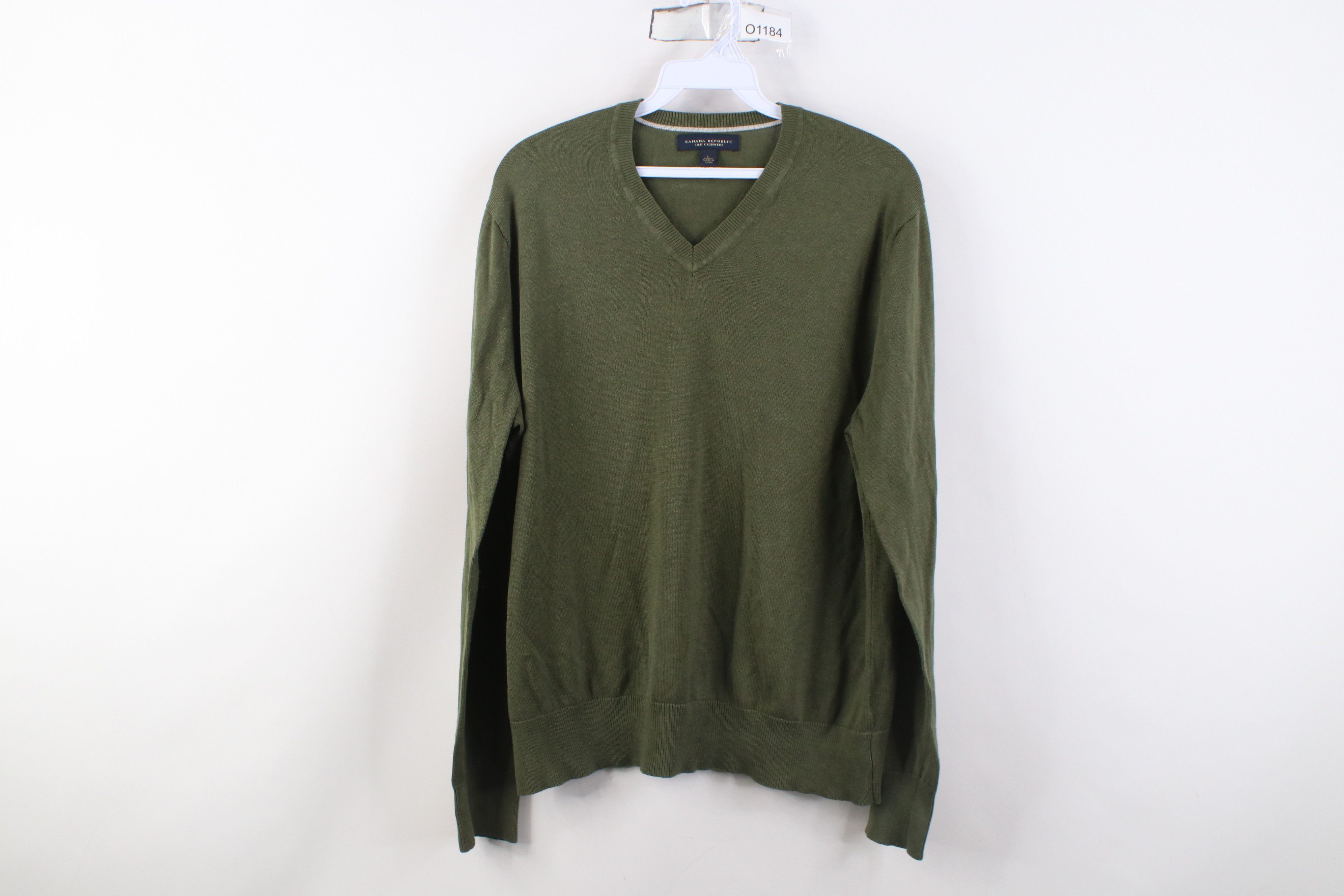 Banana Republic Banana Republic Silk Cashmere Knit V-Neck Sweater Green Size US L / EU 52-54 / 3 - 1 Thumbnail