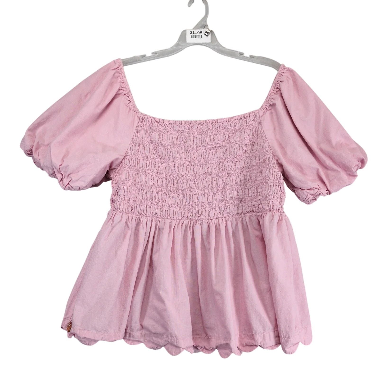 Other Simply Southern Pink Ladies Puff Scallop Blouse XXL Peasant Size XXL / US 16-18 / IT 52-54 - 1 Thumbnail