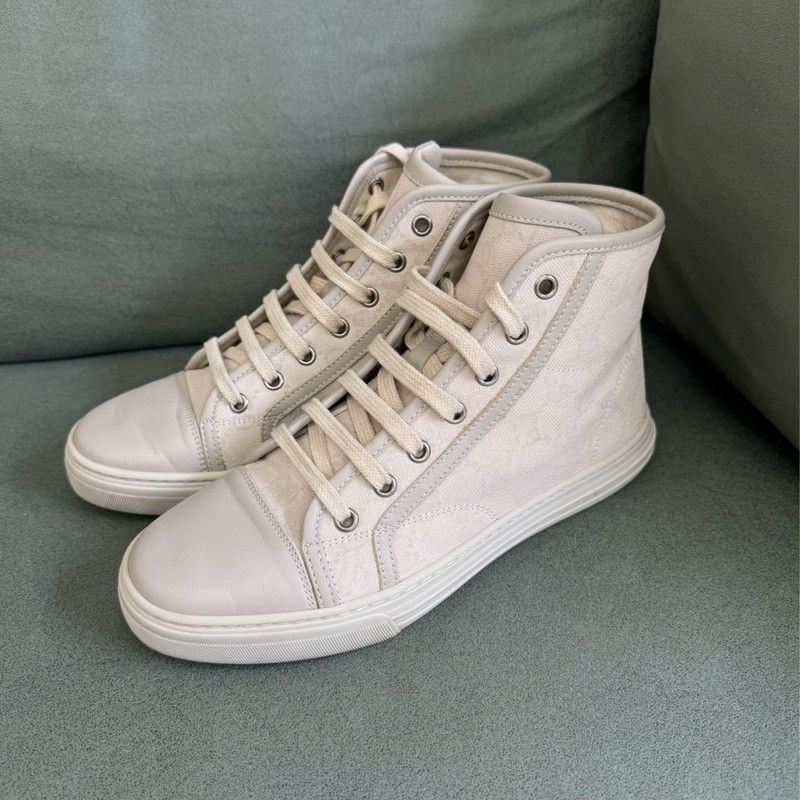 Gucci Gucci Stylish Monogram High-Top Canvas Sneakers 0079 Size US 6.5 / IT 36.5 - 1 Thumbnail