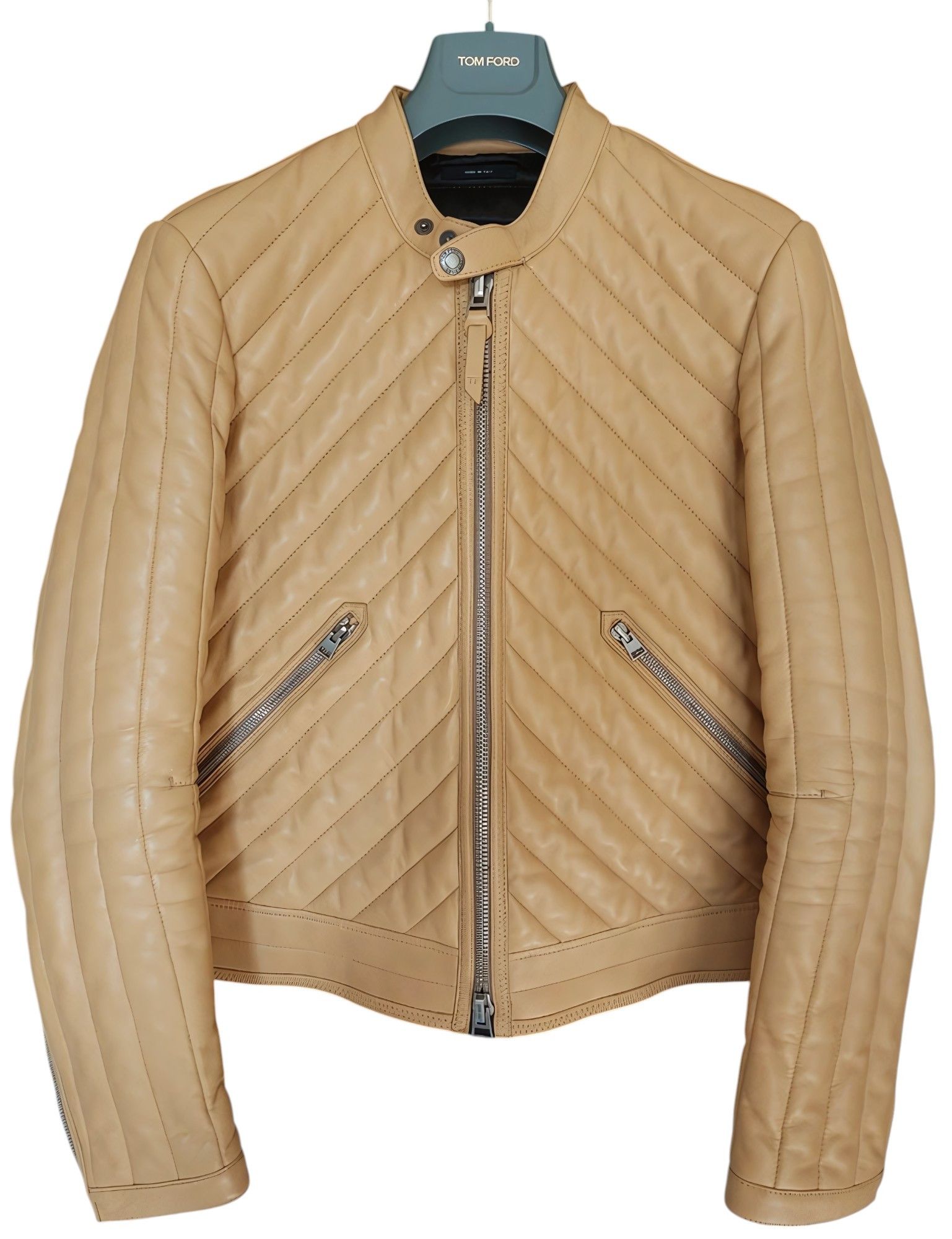 Tom Ford QUILTED LEATHER BIKER JACKET Size US M / EU 48-50 / 2 - 1 Thumbnail