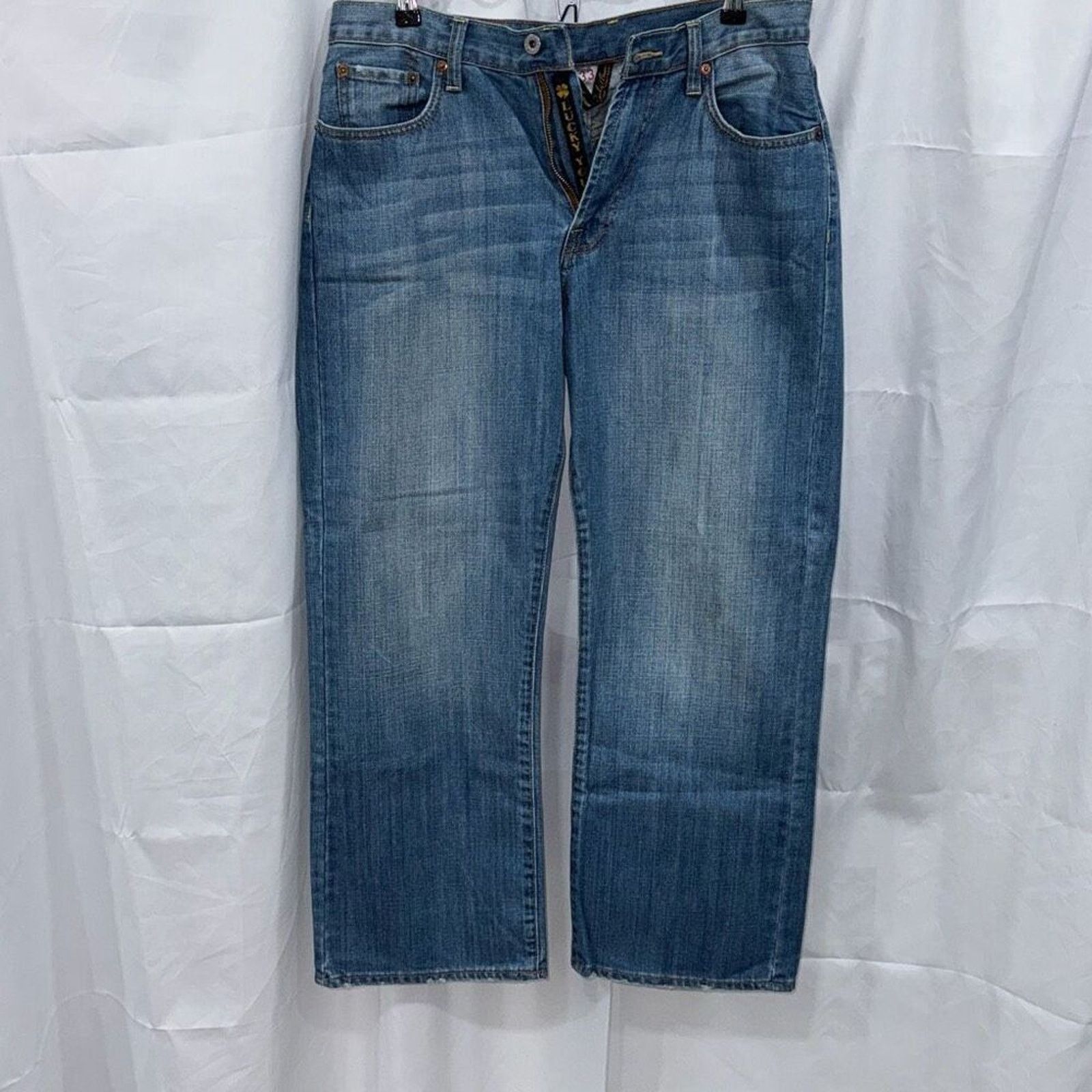 Lucky Brand Lucky Jean's mens blue straight leg denim jeans | Sz 33 Size US 33 - 2 Thumbnail