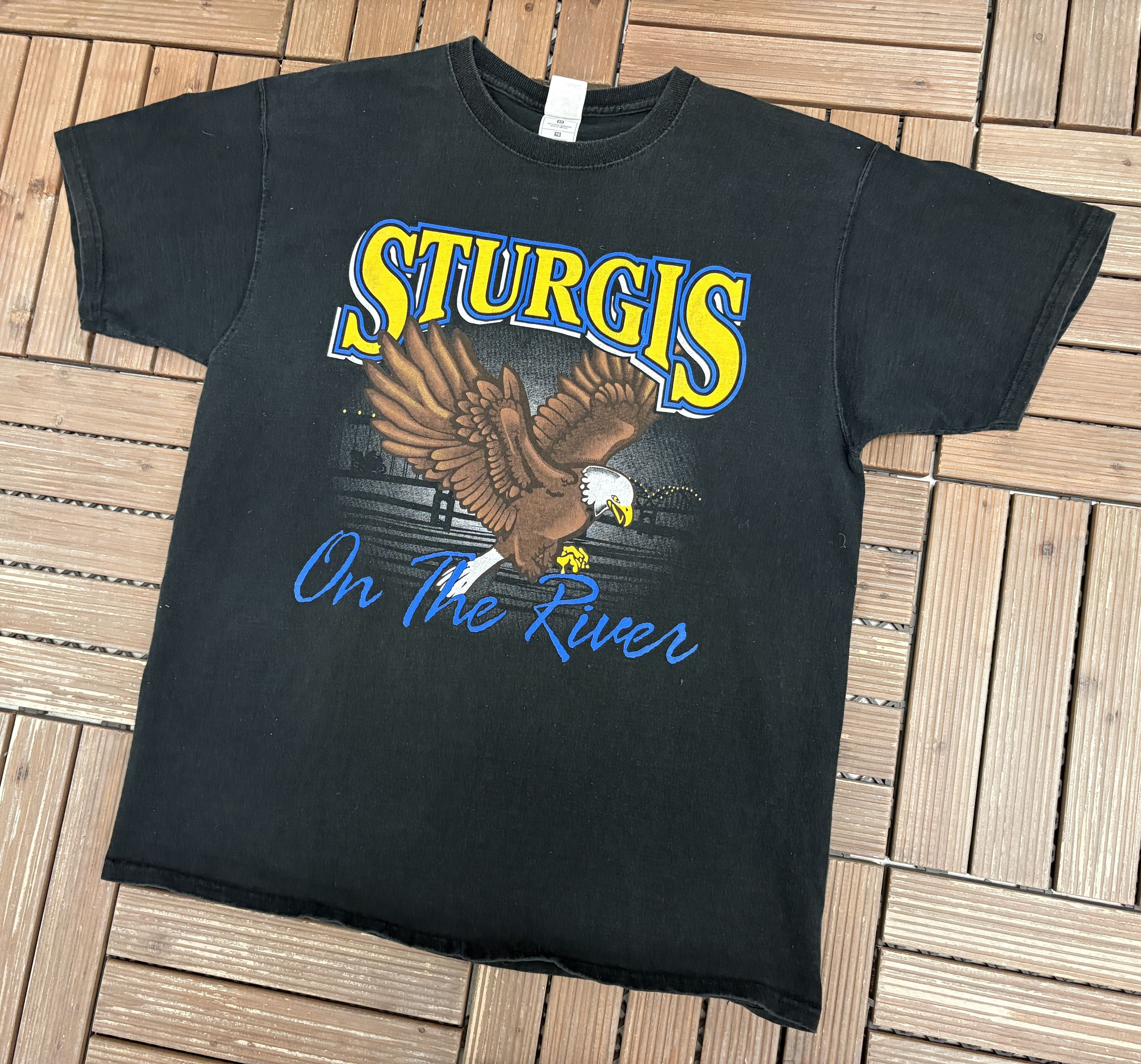 Vintage Sturgis On The River 2001 Vintage Black T-Shirt Tee Size US XL / EU 56 / 4 - 3 Thumbnail