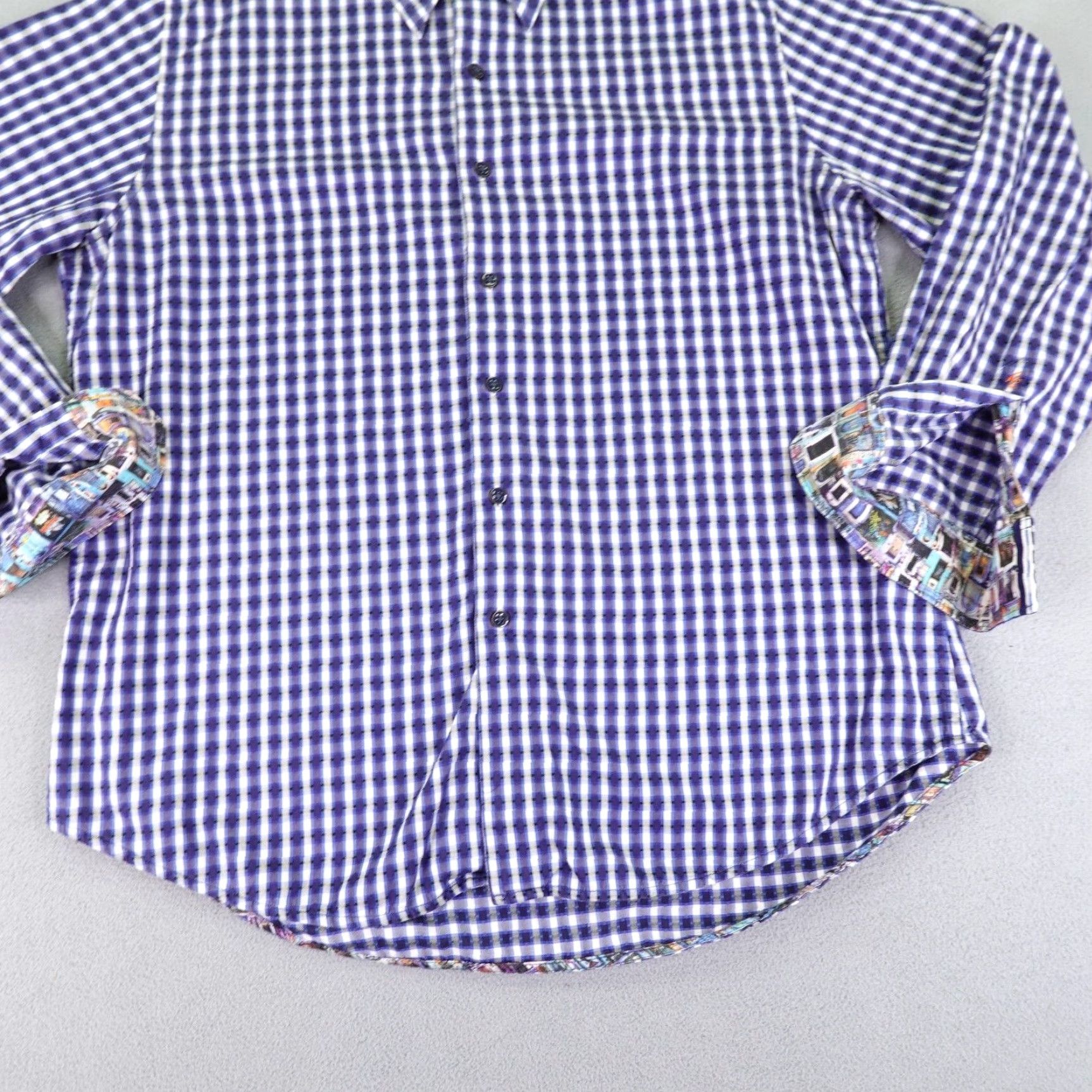 Robert Graham Robert Graham Shirt Mens XL Blue Plaid Button-Up Long Sleeve Collared Cotton Designer Colorful Size US XL / EU 56 / 4 - 3 Thumbnail