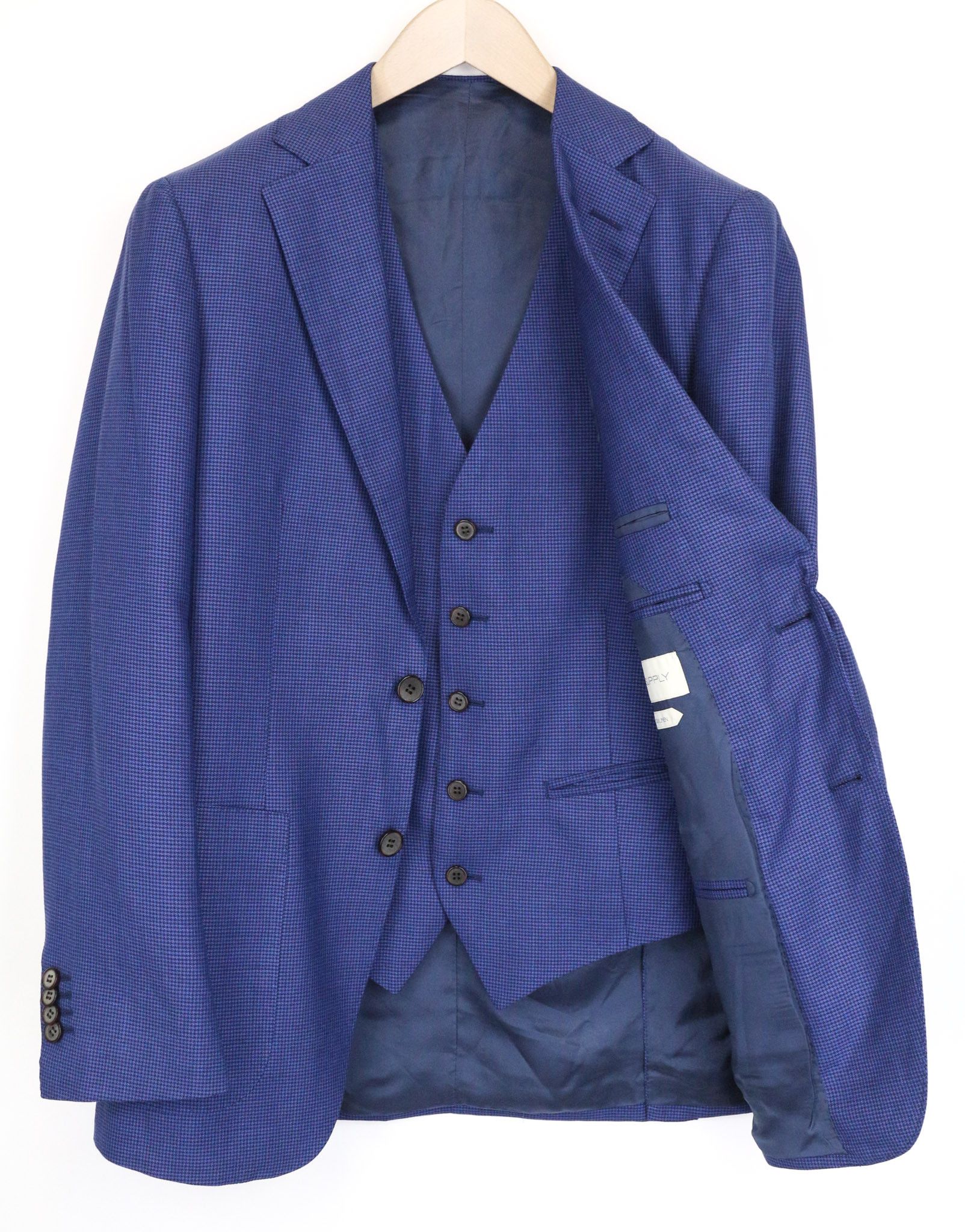 Suitsupply HAVANA UK36R Blue Wool Silk Houndstooth Blazer 75939 Size 36R - 1 Thumbnail