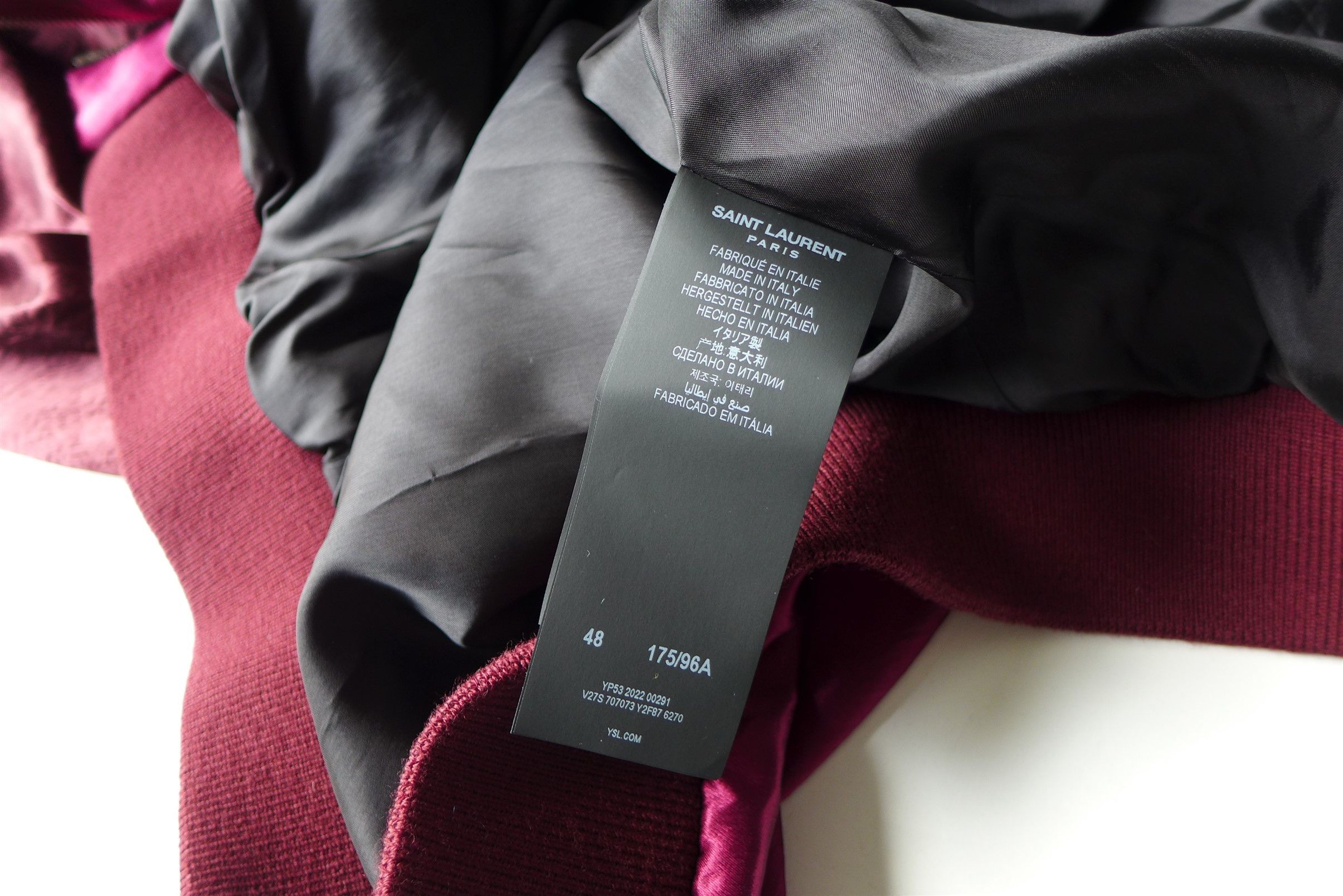 Saint Laurent Paris Size 48 - Saint Laurent Track Jacket - Burgundy Satin Size US M / EU 48-50 / 2 - 13 Thumbnail