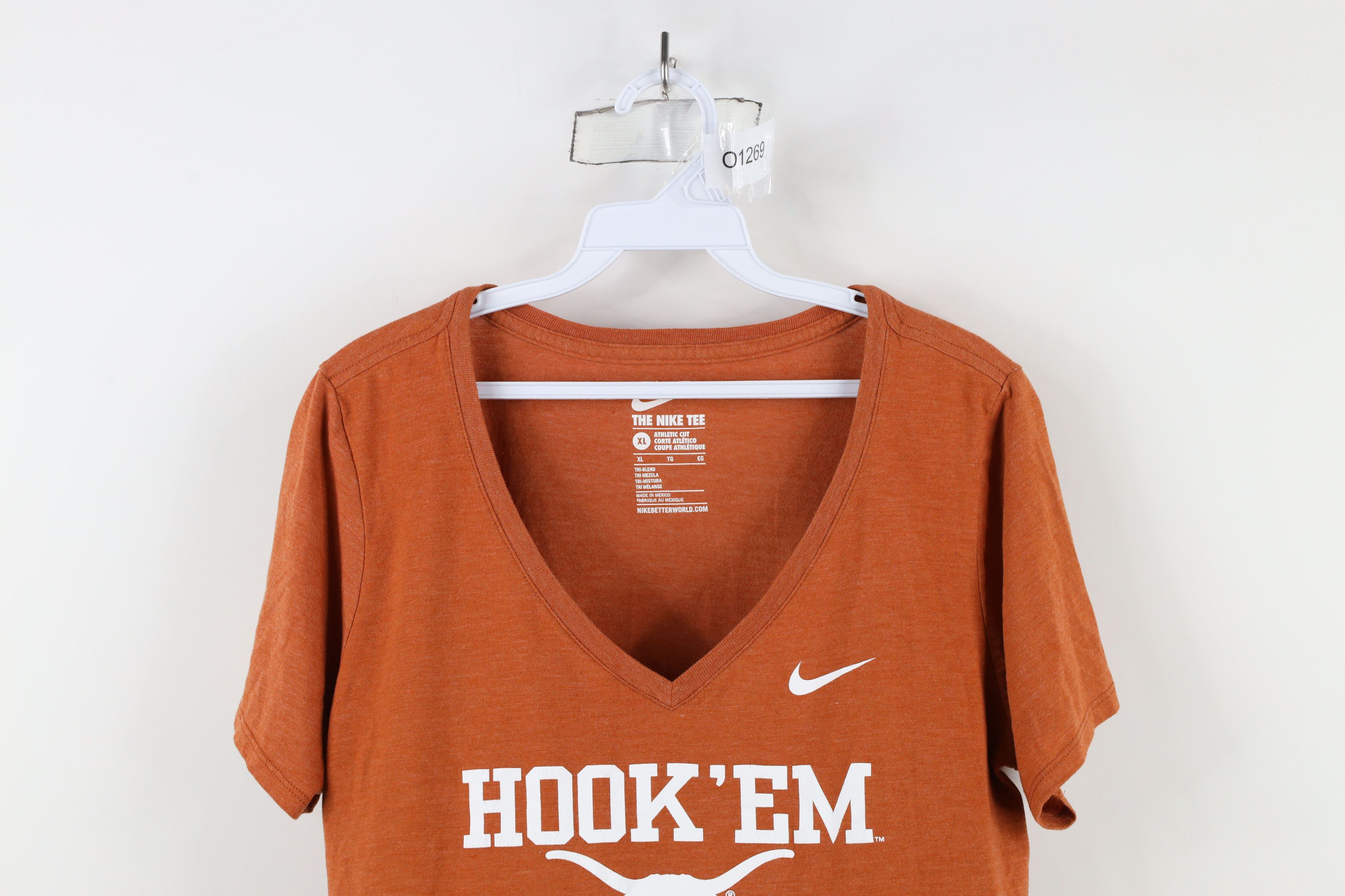 Nike × Vintage Nike Spell Out Hook Em University of Texas V-Neck T-Shirt Size XL / US 12-14 / IT 48-50 - 2 Thumbnail