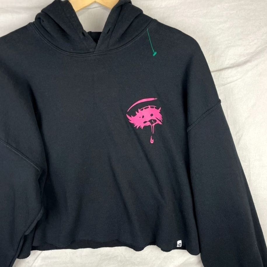 Vintage SWIXXZ Hoodie Womens XL Black Maggie Lindemann Sweatshirt Cropped Pullover Size XL / US 12-14 / IT 48-50 - 3 Thumbnail
