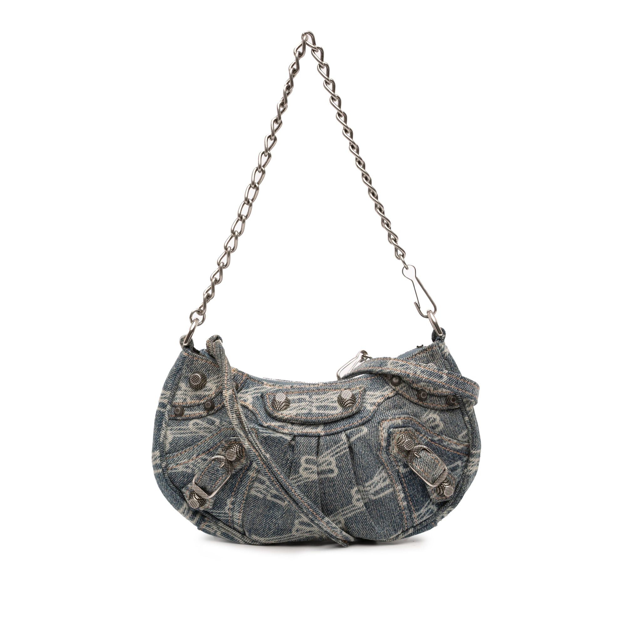 Balenciaga Mini BB Monogram Denim Le Cagole Size ONE SIZE - 1 Thumbnail