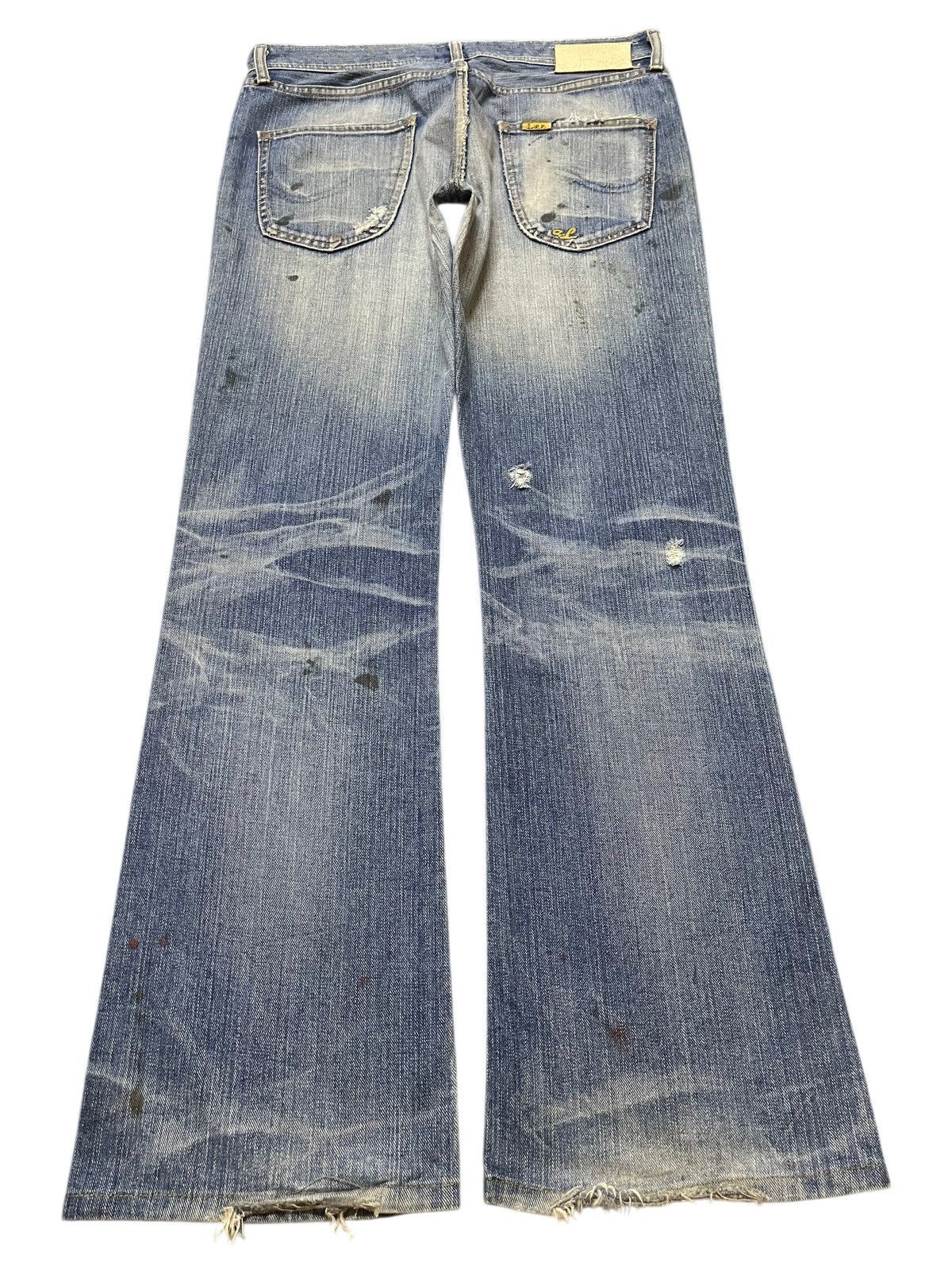 Lee Vintage 90s Lee Mud Faded Wash Paint Splatter Wide Leg Jeans Size US 32 / EU 48 - 2 Thumbnail