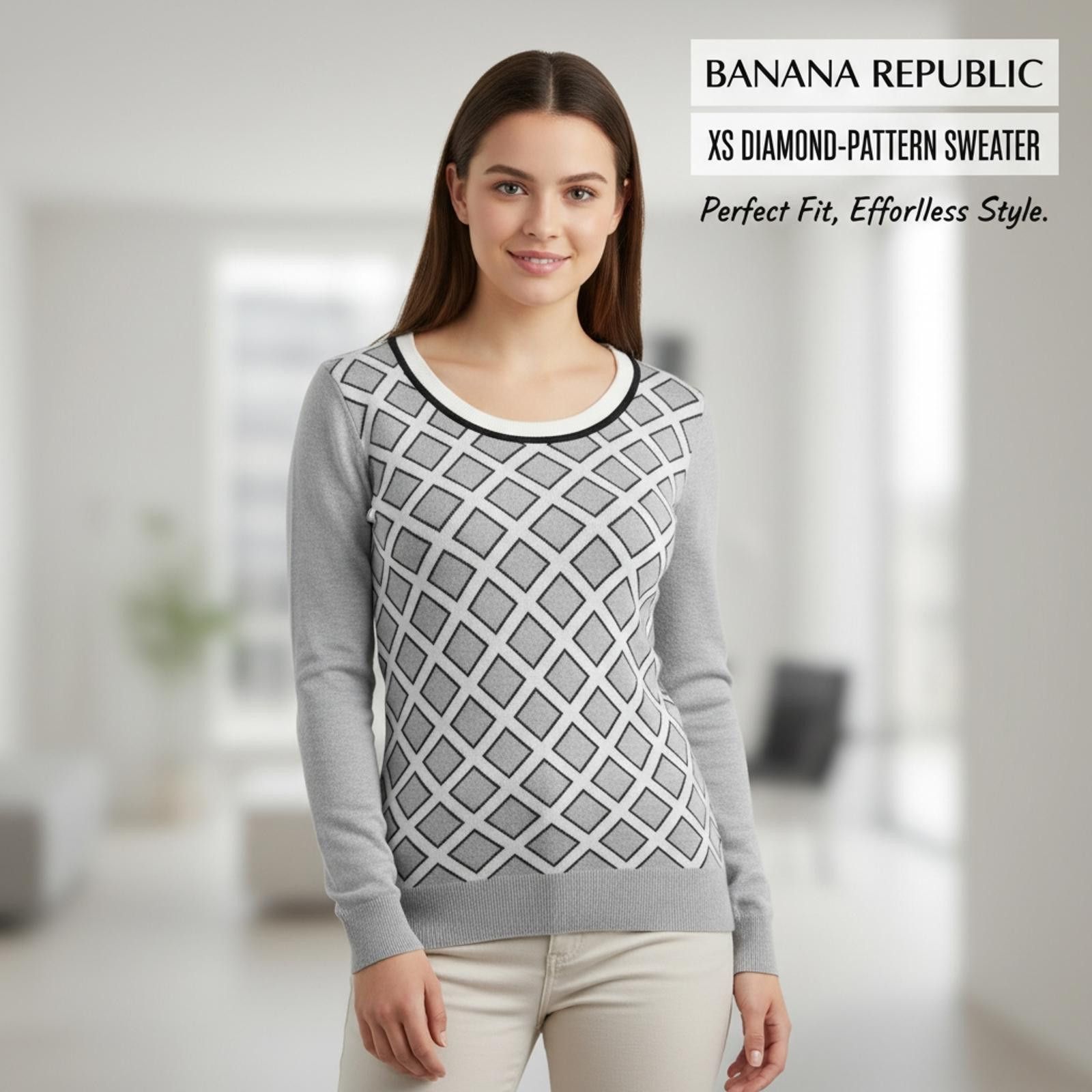 Banana Republic Banana Republic XS Diamond-Pattern Sweater Size XS / US 0-2 / IT 36-38 - 1 Thumbnail