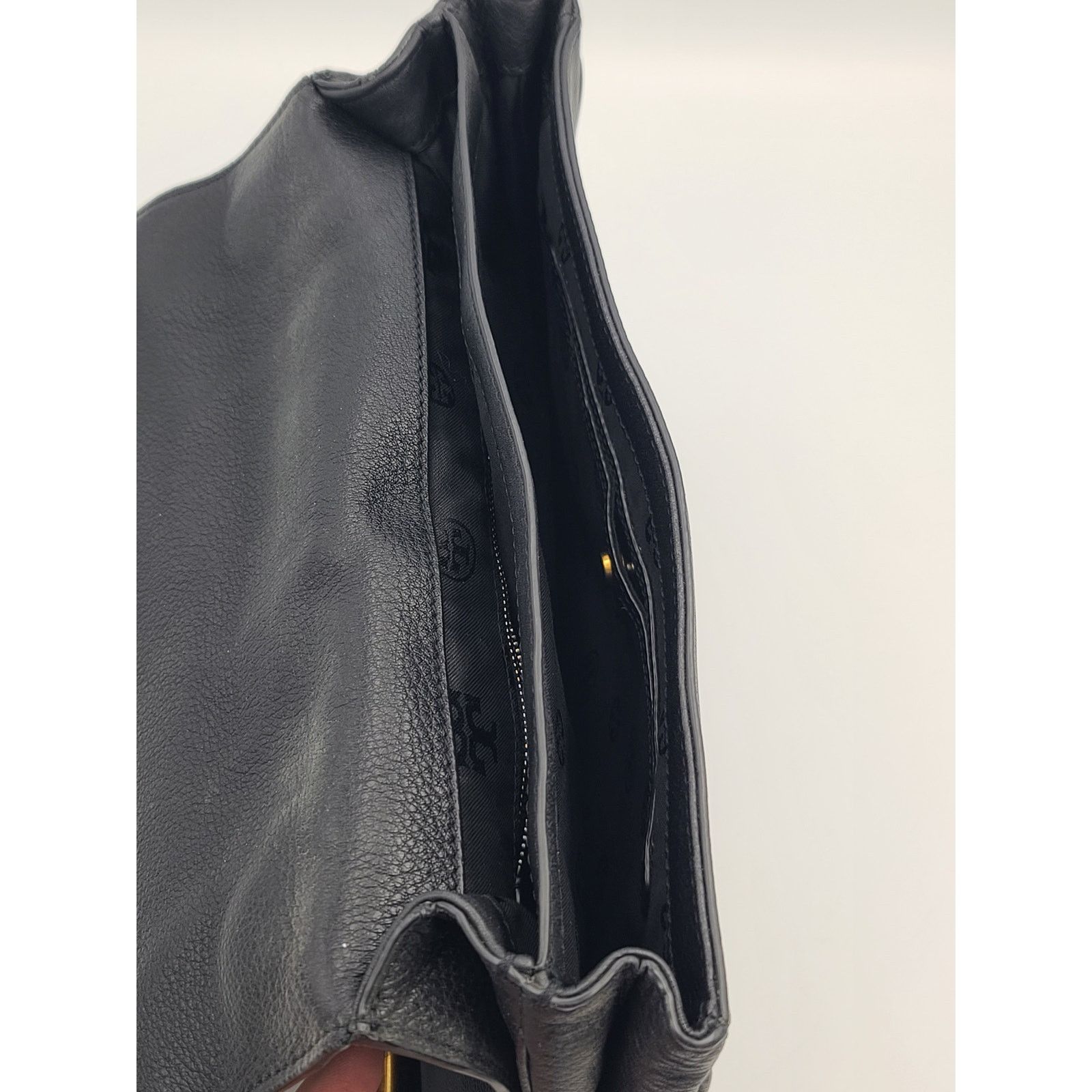 Tory Burch Stud Black Leather Full Flap Shoulder Bag