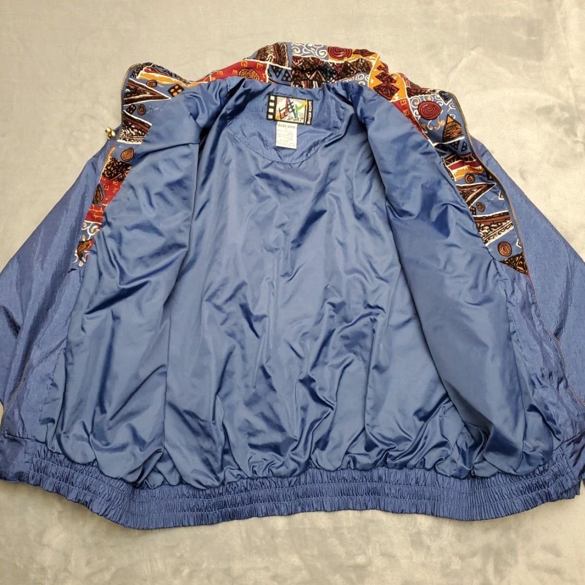 Vintage VINTAGE Windbreaker Jacket Womens L Blue 80s 90s Diamond Patchwork Print Retro Size L / US 10 / IT 46 - 6 Thumbnail