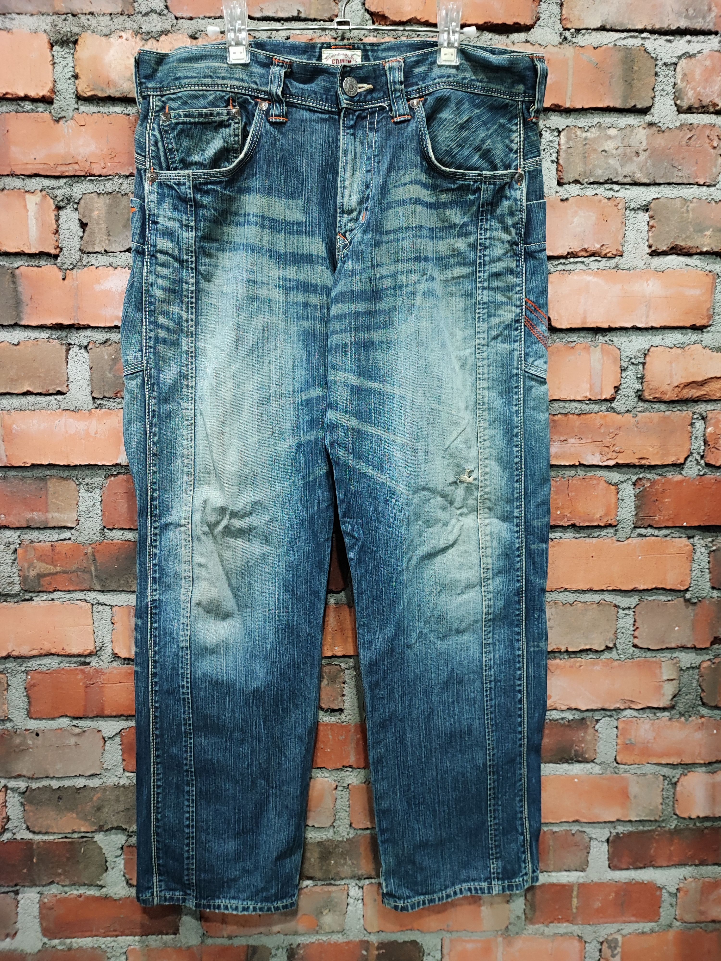 Number (N)ine Vintage Edwin XV Distressed Denim Baggy Pants Size US 35 - 2 Thumbnail