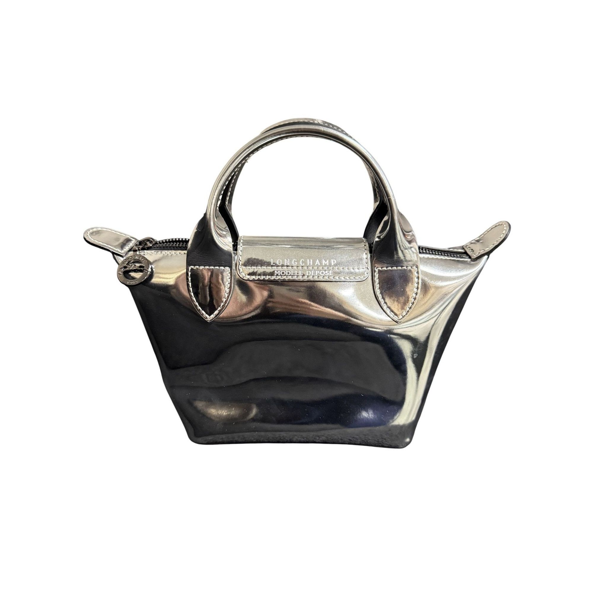 Longchamp Longchamp Modele Depose Metallic Silver Mini Tote Bag With T Size ONE SIZE - 2 Thumbnail