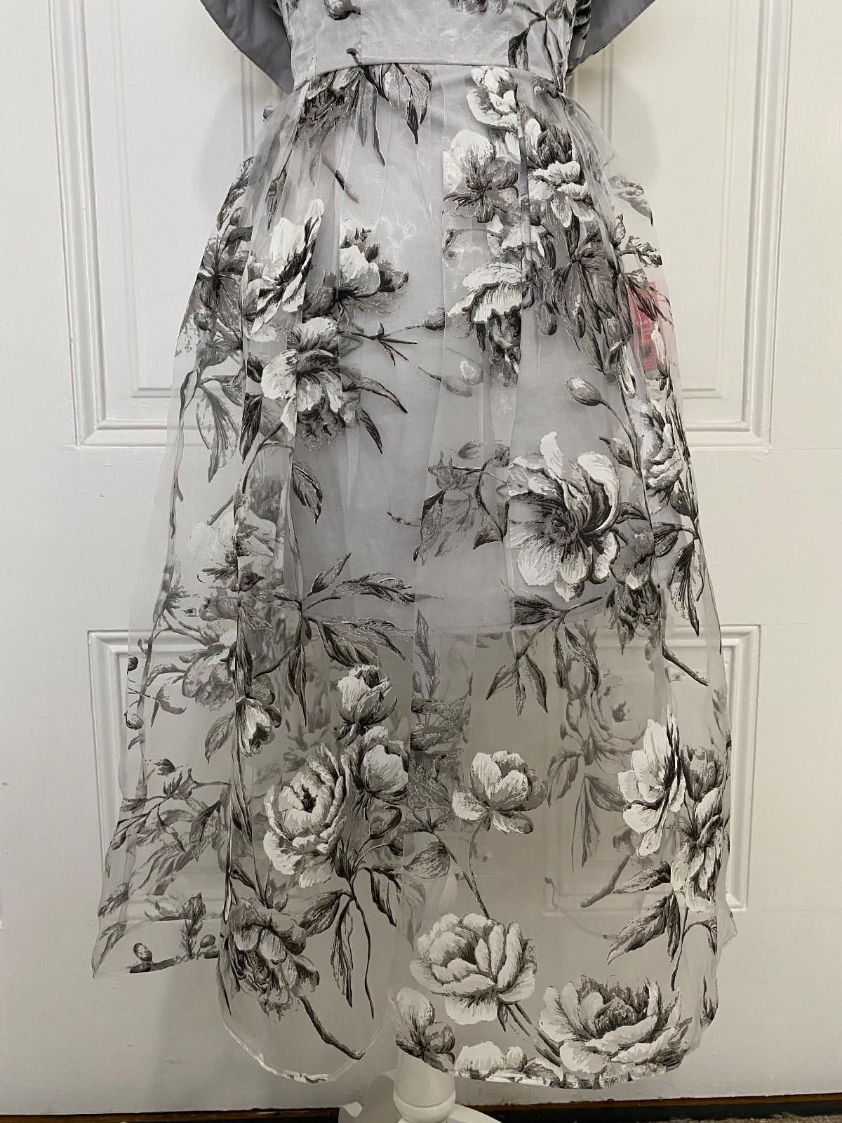 Asos NWT ASOS Organza Floral Dress in Silver (US 0) Size XS / US 0-2 / IT 36-38 - 6 Thumbnail