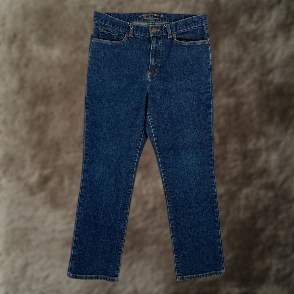Ralph Lauren VINTAGE Lauren Ralph Lauren Jeans Women Petite 10 Blue Denim 5-Pocket Straight Inseam 27 Denim Medium Rise Mid Size 30 Waist Blue Womens Size 32" / US 10 / IT 46 - 1 Thumbnail