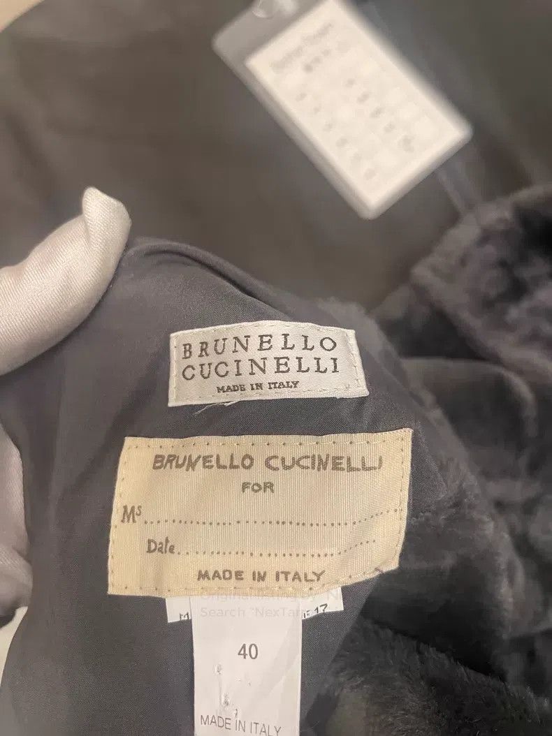 Brunello Cucinelli Brunello Cucinelli Grey-Green Sheepskin Cloak-Style Coat Size XS / US 0-2 / IT 36-38 - 5 Thumbnail