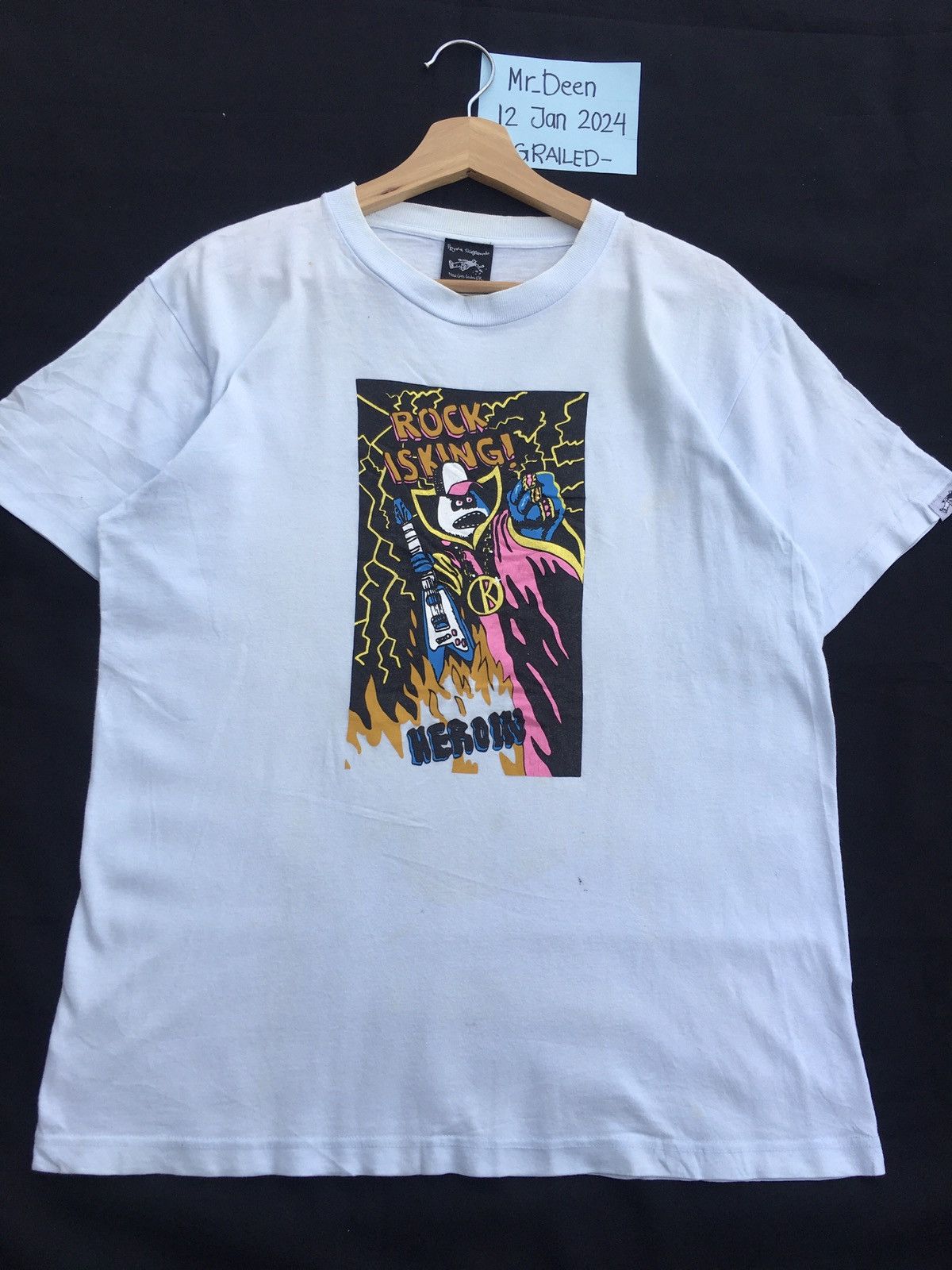 Hook-Ups Rare Vintage HEROIN Skateboard Rock is King Tshirt Size US M / EU 48-50 / 2 - 5 Thumbnail