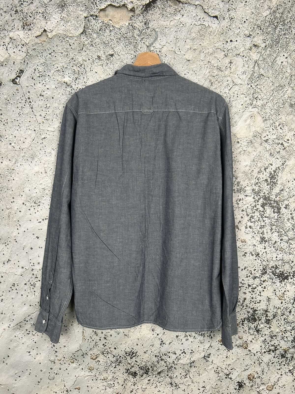 Allsaints Allsaints Grey Blue Denim Shirt Streetwear Designer Size US M / EU 48-50 / 2 - 5 Thumbnail