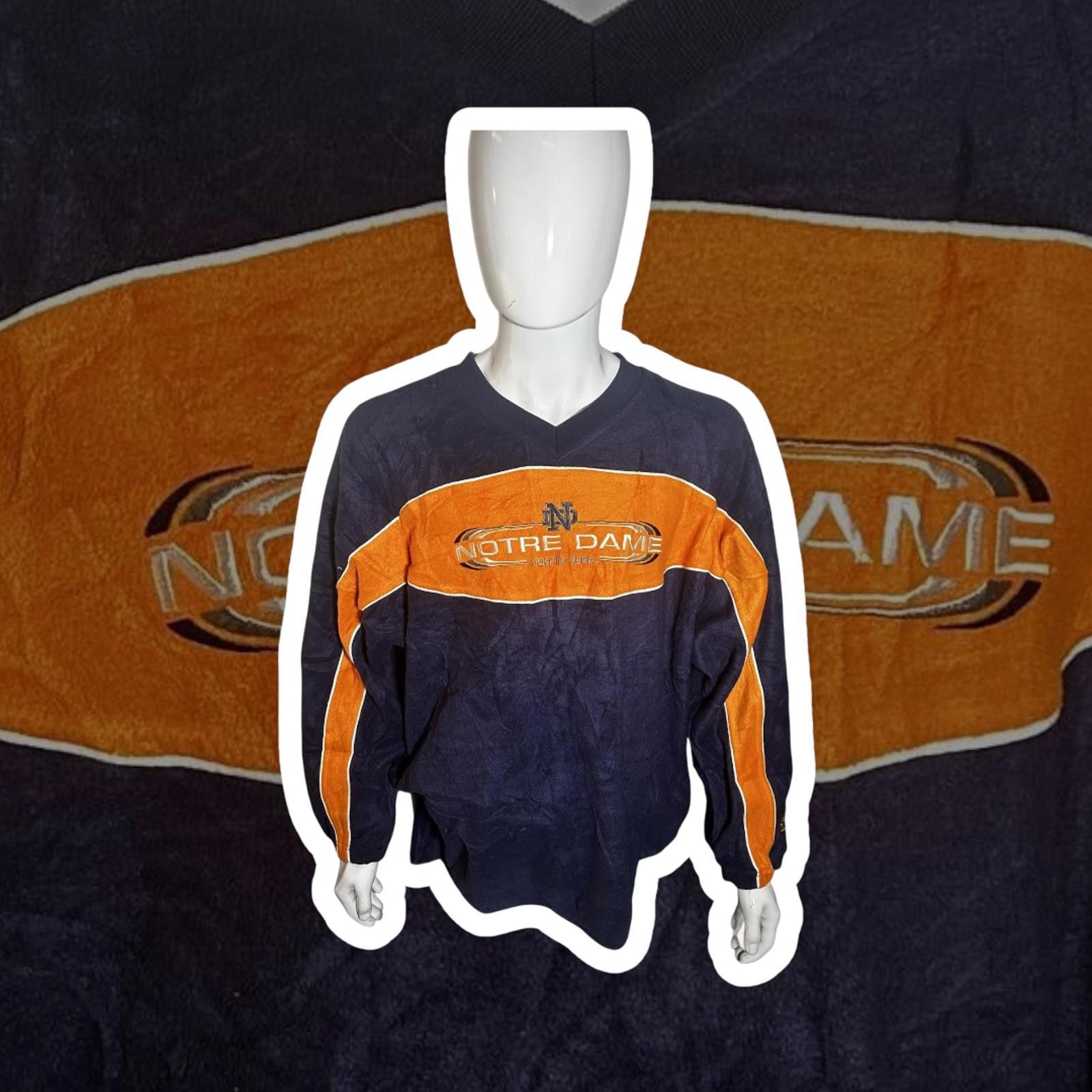 Vintage Notre Dame Crewneck Sweatshirt - Navy & Orange