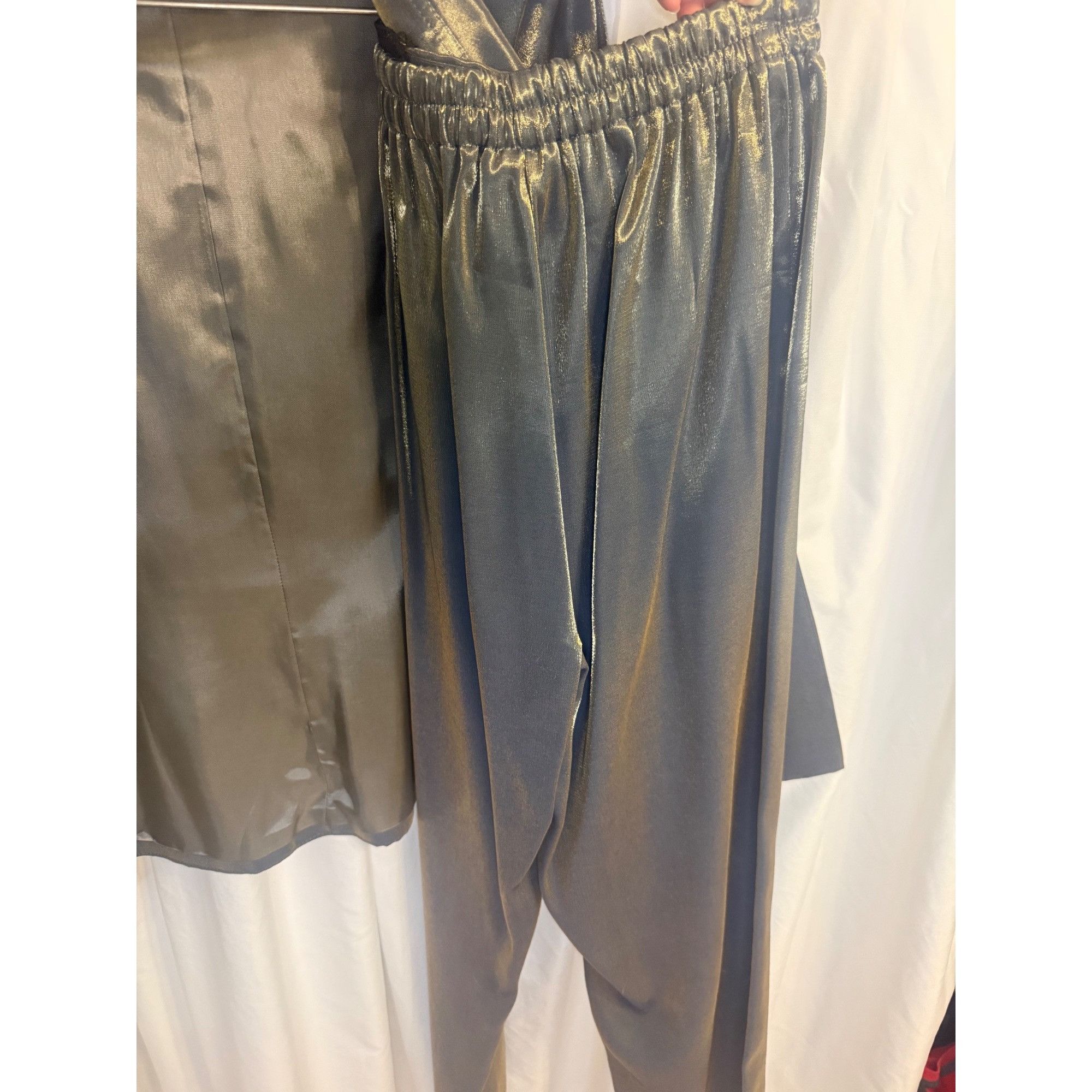 Other Vintage Cachet Womens Gold Blue Metallic Blazer & Pants Suit Size L / US 10 / IT 46 - 10 Thumbnail