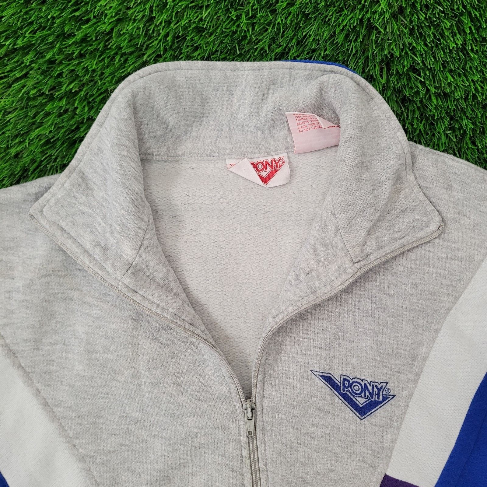 PONY Vintage 90s PONY Track Jacket Womens XL 23x24 Boxy Blue Gray Size XL / US 12-14 / IT 48-50 - 9 Thumbnail
