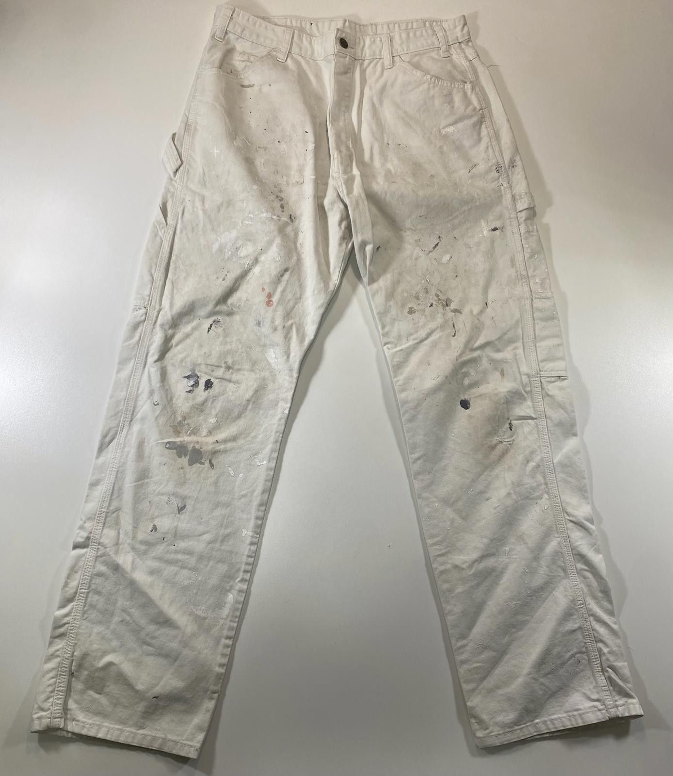 Dickies Vintage Dickies White Carpenter Pants w Paint Splatter 34 Size US 32 / EU 48 - 1 Thumbnail