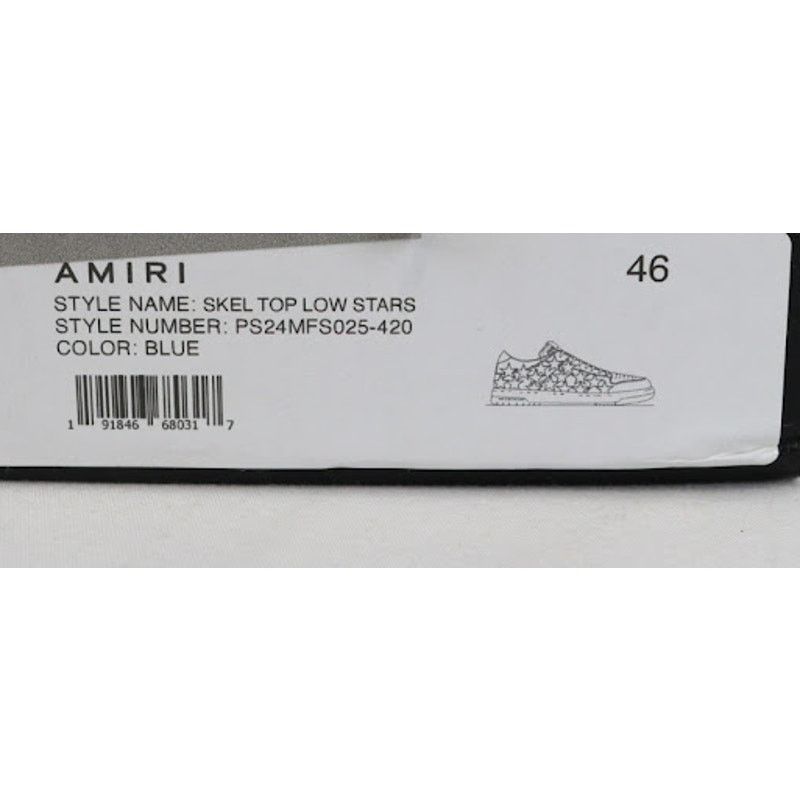 Amiri o1rshd1 Skel Top Low Stars Sneakers in Blue Size US 13 / EU 46 - 9 Thumbnail