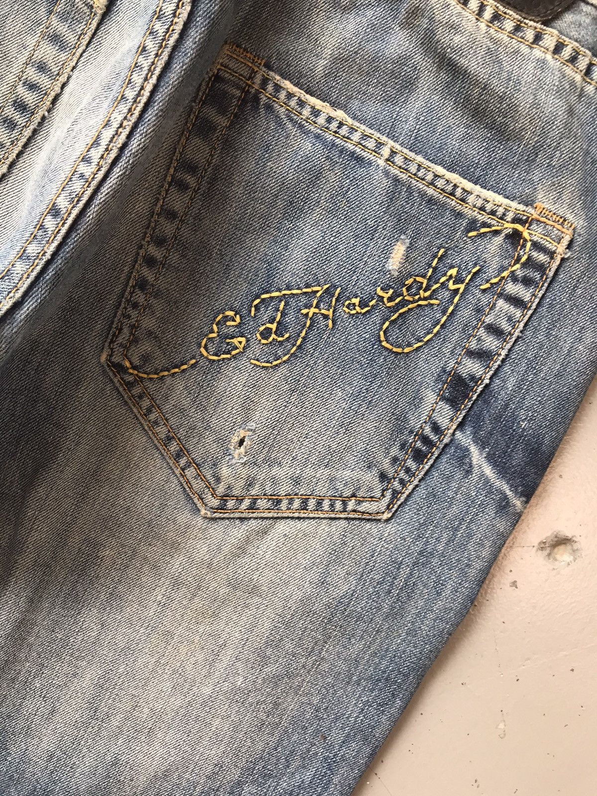 Christian Audigier × Ed Hardy × Vintage Vintage Edhardy Christian Audigier distressed denim Size US 33 - 14 Thumbnail