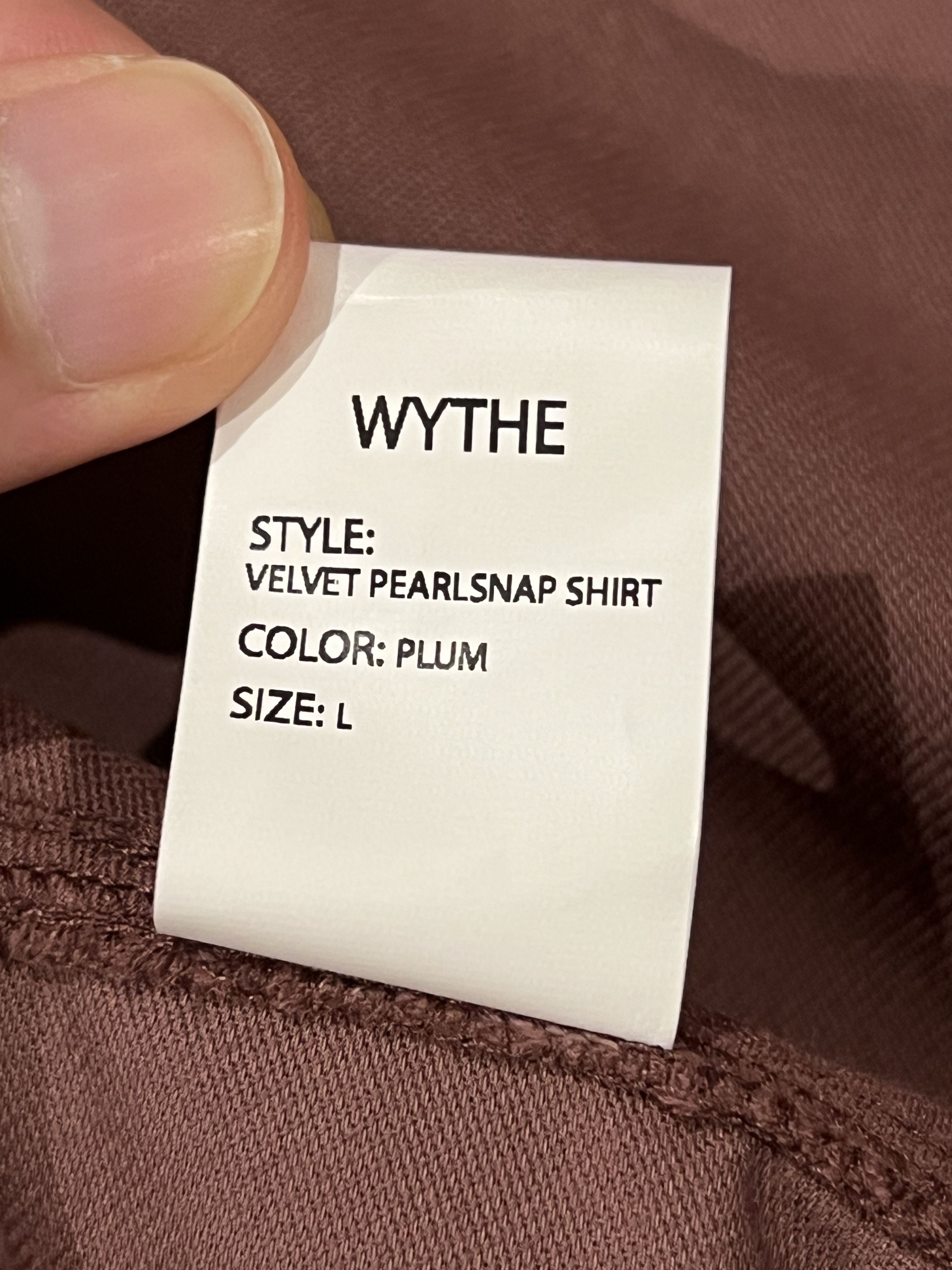 WYTHE 💚 Wythe Velvet Pearlsnap Shirt Plum Large NEW Size US L / EU 52-54 / 3 - 18 Thumbnail