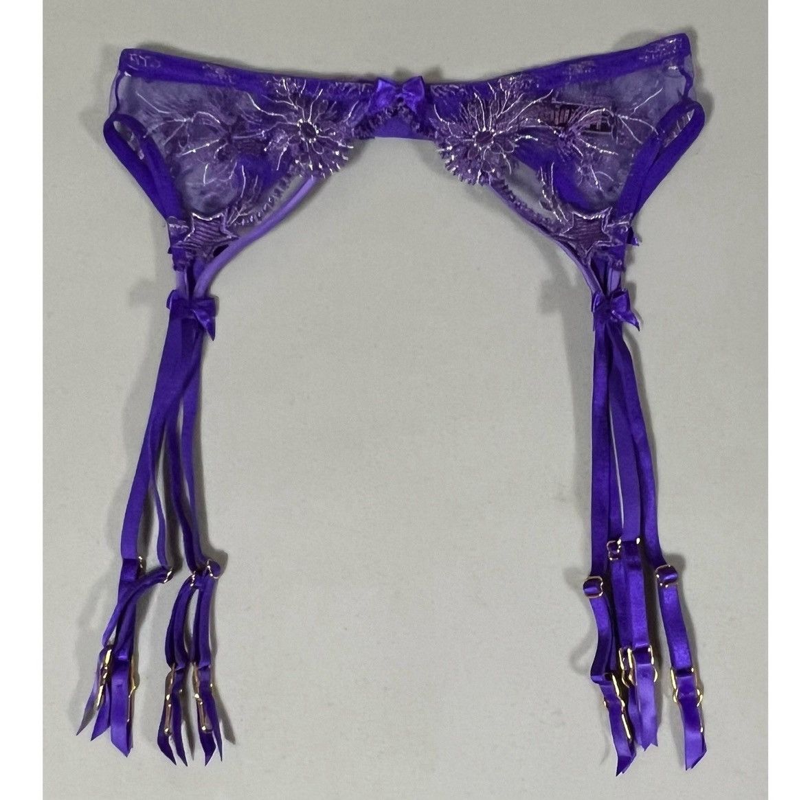 Victoria's Secret Purple Star Stars Floral Lace Garter Belt Lingerie XS/S 💜✨ Size ONE SIZE - 2 Thumbnail