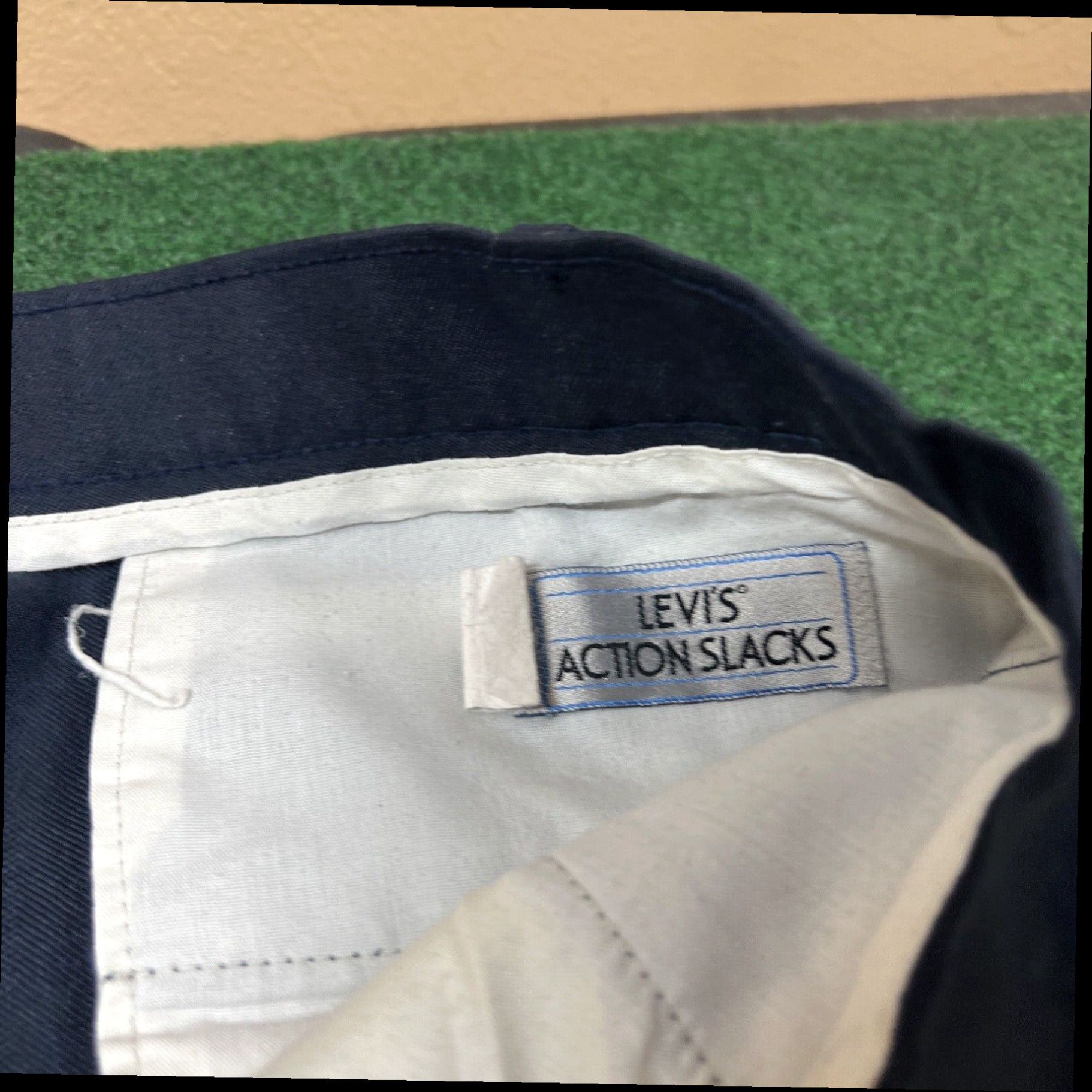 Levi's Action Slacks By Levi Strauss Mens 39x27 Navy Blue Flat Front Dress Pants Size US 39 - 4 Thumbnail