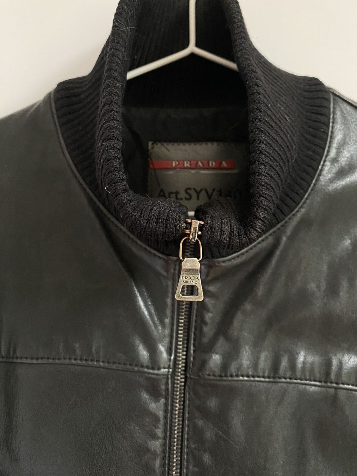 Prada Prada vintage black leather wool biker jacket Size US M / EU 48-50 / 2 - 2 Thumbnail