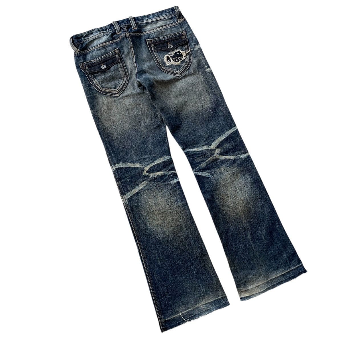If Six Was Nine 2000s Hideaways - Flare Patchwork Distressed Jeans Size US 32 / EU 48 - 10 Thumbnail