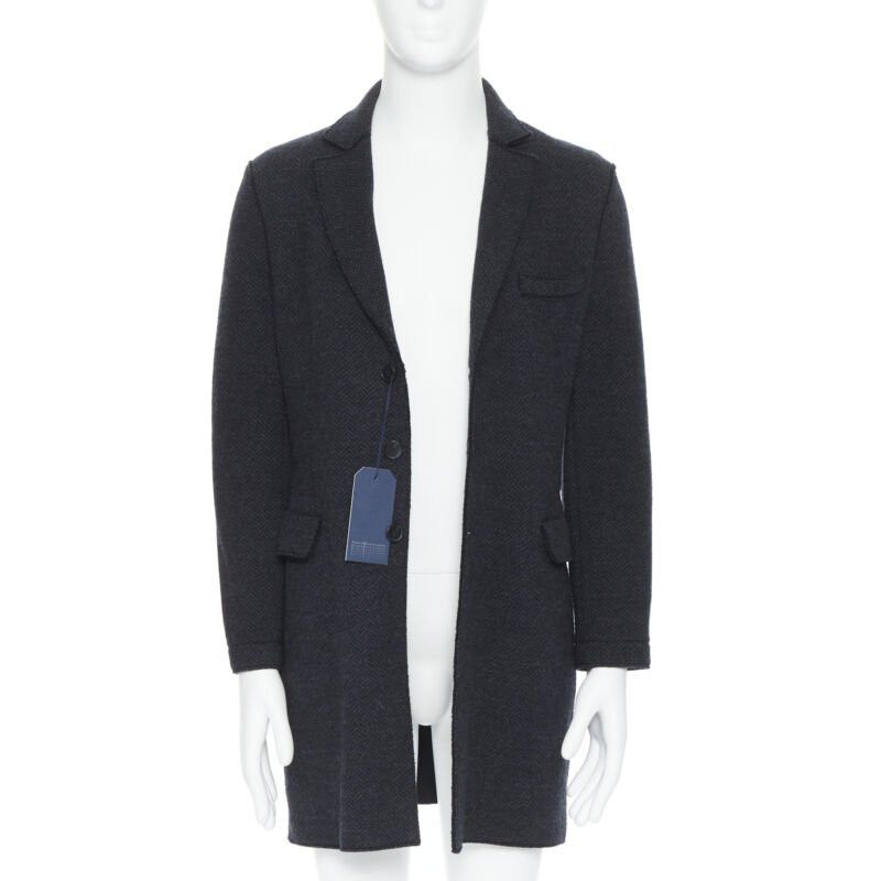Harris Wharf London new HARRIS WHARF London Anthracite Herringbone Chestercoat wool coat EU46 S Size US S / EU 44-46 / 1 - 1 Thumbnail