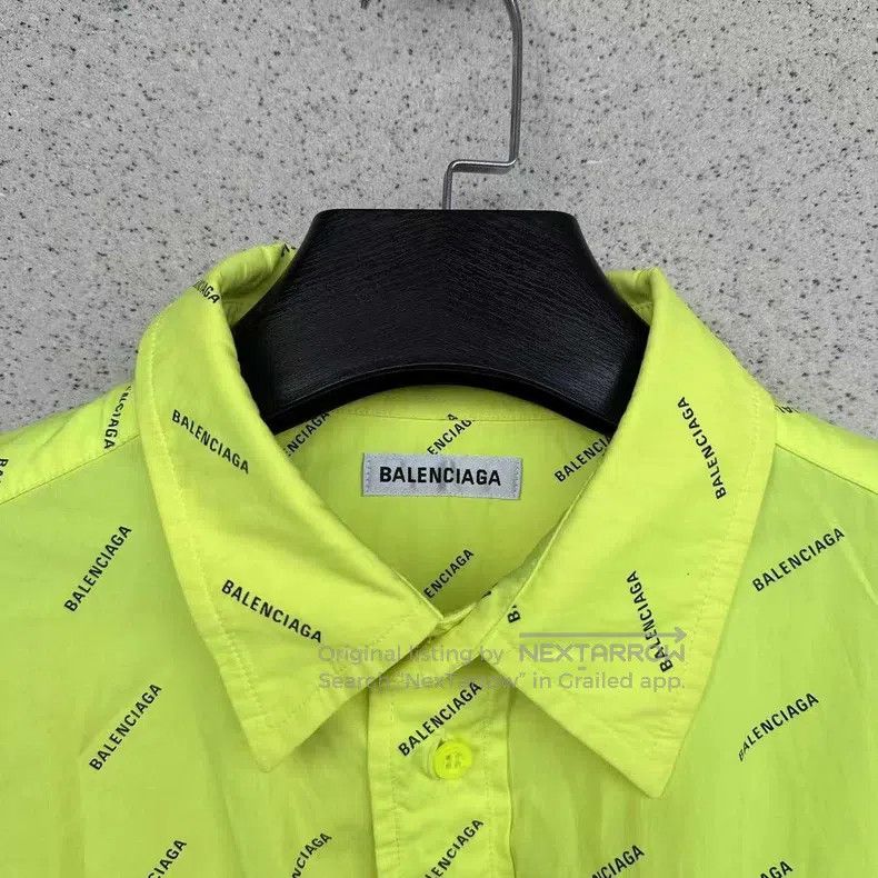 Balenciaga Balenciaga Neon Yellow Full Print Shirt Size XXS / US 00 / IT 34 - 2 Thumbnail