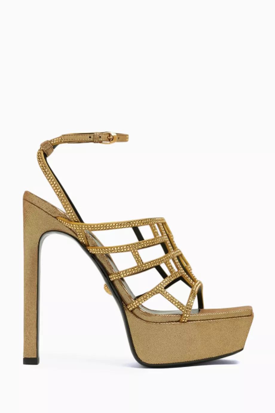 Versace o1y0226 Leather Ankle Strap Sandals in Gold Size US 10 / IT 40 - 1 Thumbnail