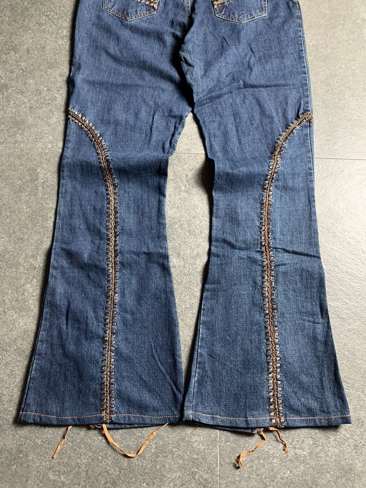 Japanese Brand 2000s Japan Fabric Central Unloader Lace-Up Flared Jeans Size US 30 / EU 46 - 11 Thumbnail
