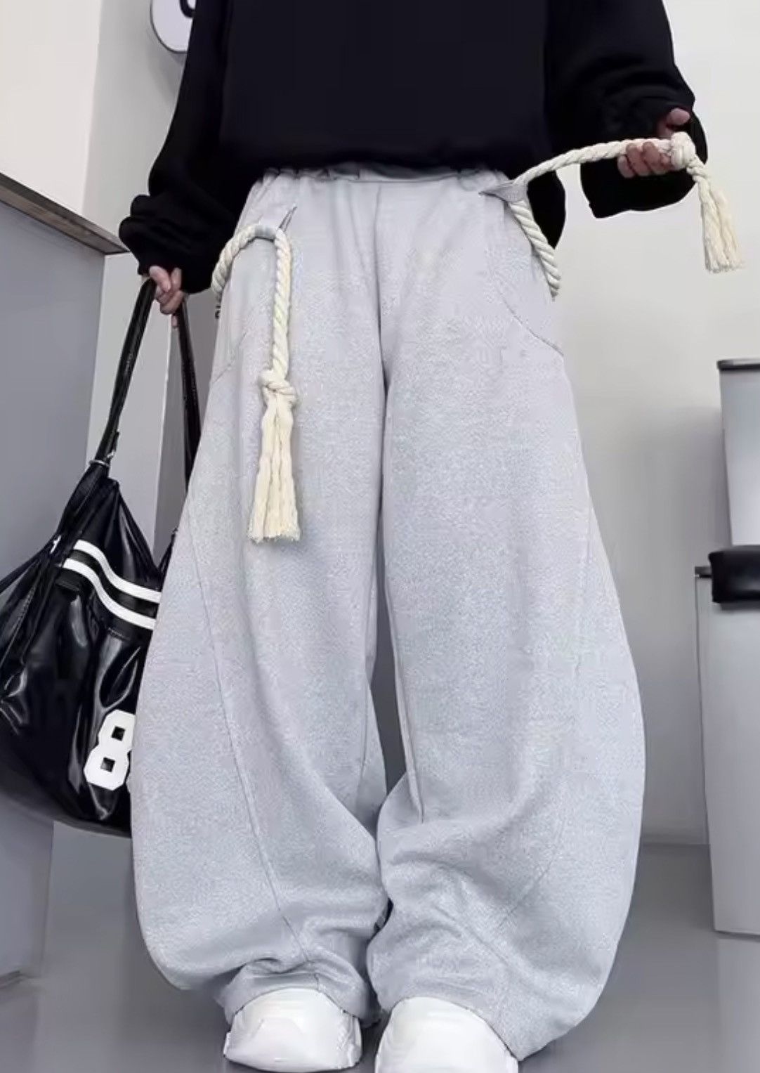 Japanese Brand Archive Grey Oversized Rope Sweatpants Size US 31 - 2 Thumbnail