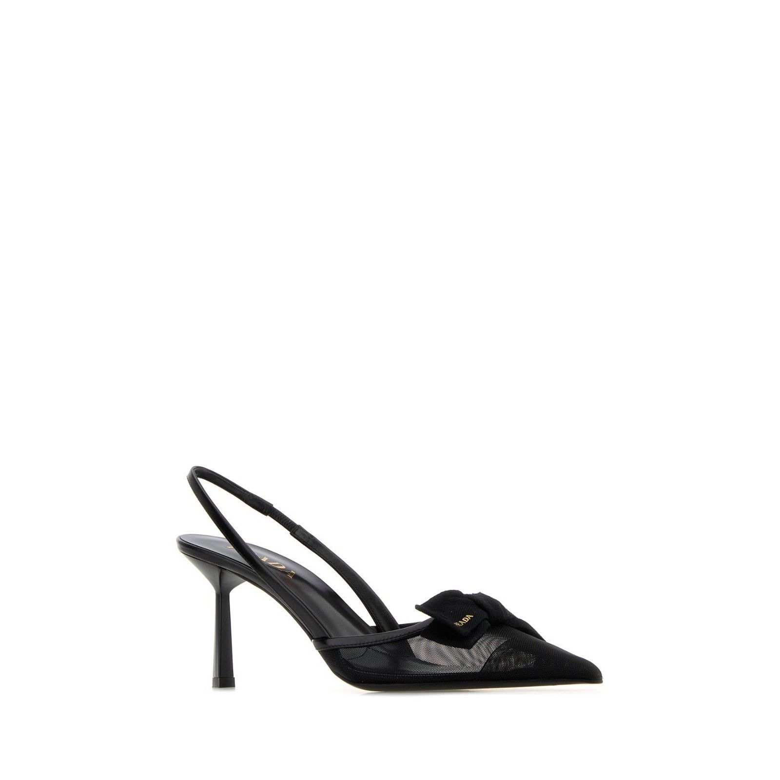 PRADA $1250 Black Mesh Fabric Slingback Pumps New & Authenti