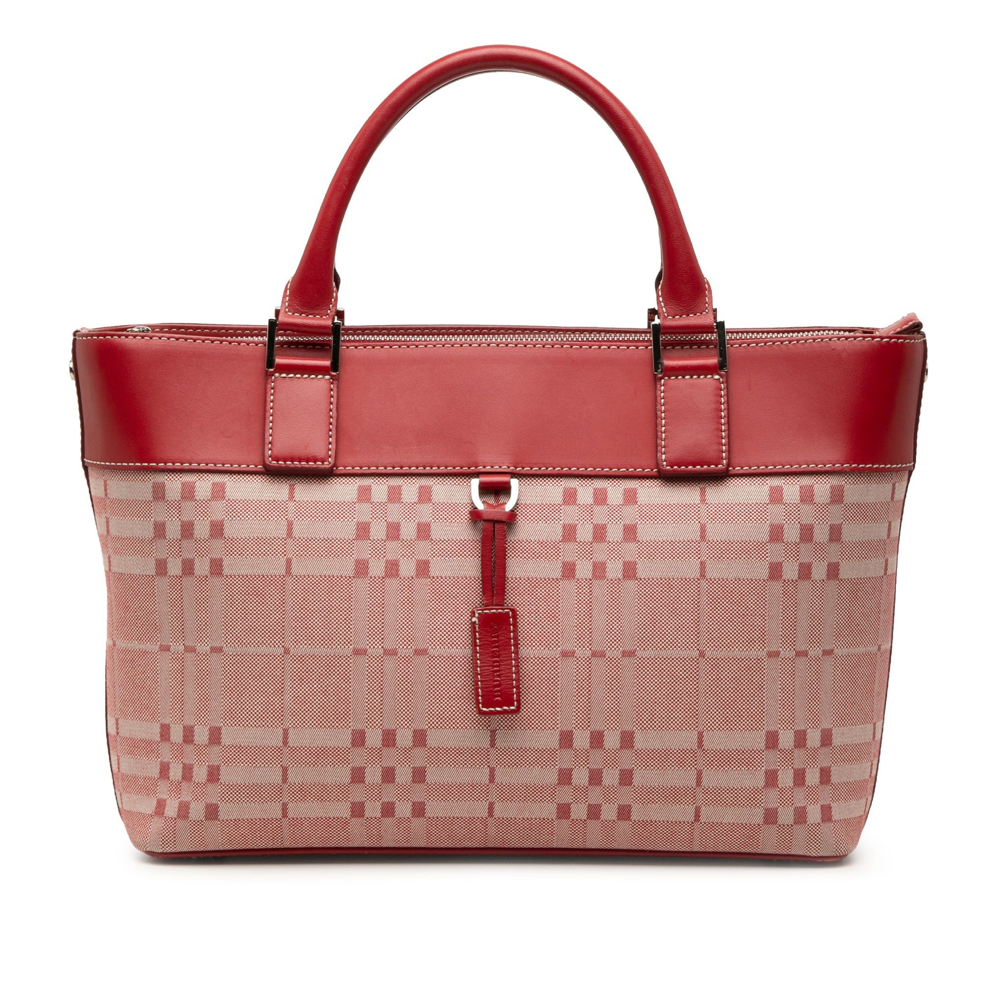 Burberry Trimmed Tonal Check Canvas Handbag Size ONE SIZE - 1 Thumbnail