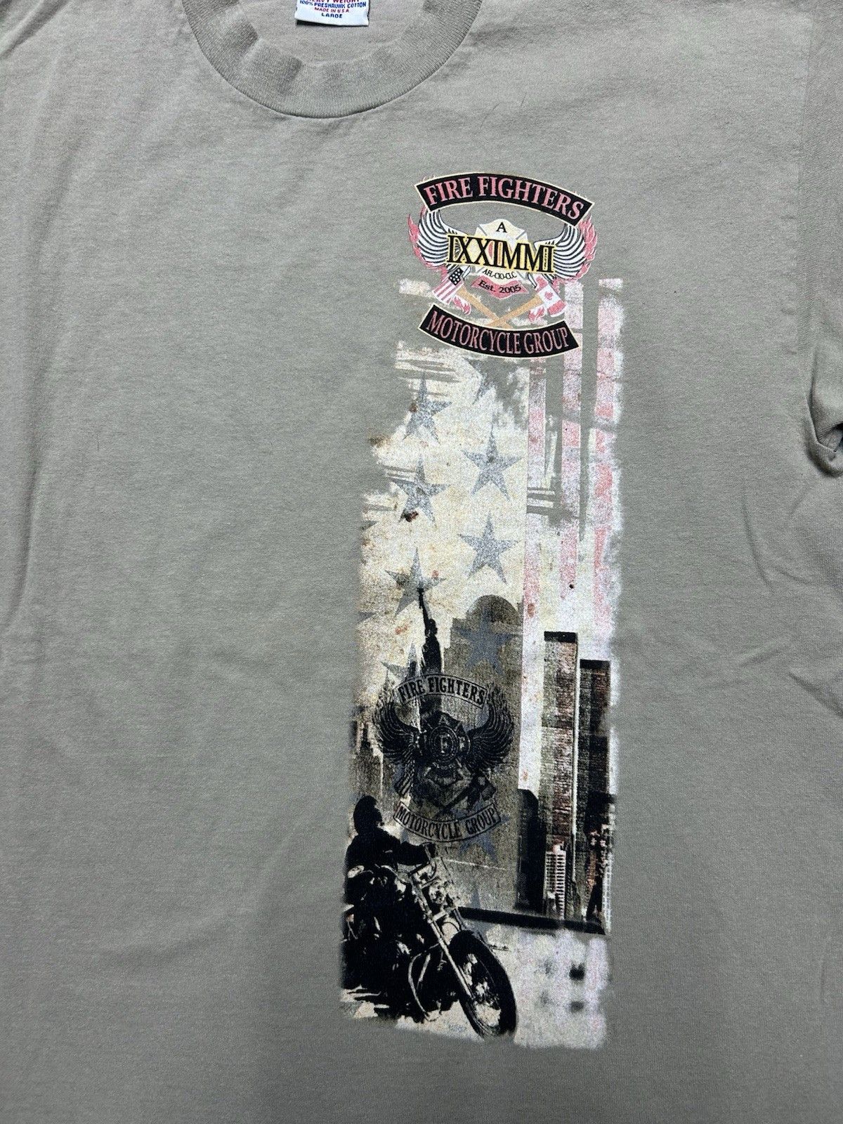 Vintage Vtg t shirt firefighters motorcycle grou twin towers Union L Size US L / EU 52-54 / 3 - 2 Thumbnail