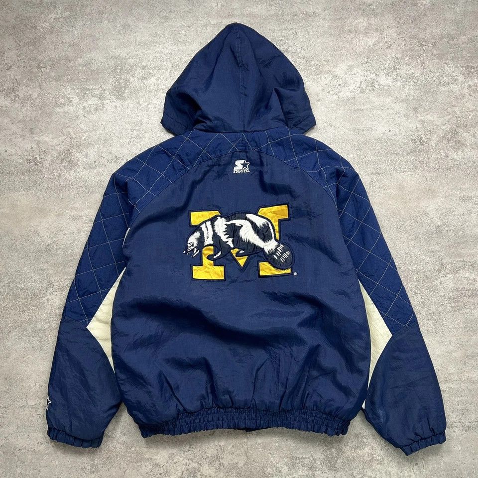 NCAA × Starter × Vintage RARE MICHIGAN WOLVERINES STARTER PUFFER JACKET HOODIE SIZE L Size US L / EU 52-54 / 3 - 1 Thumbnail