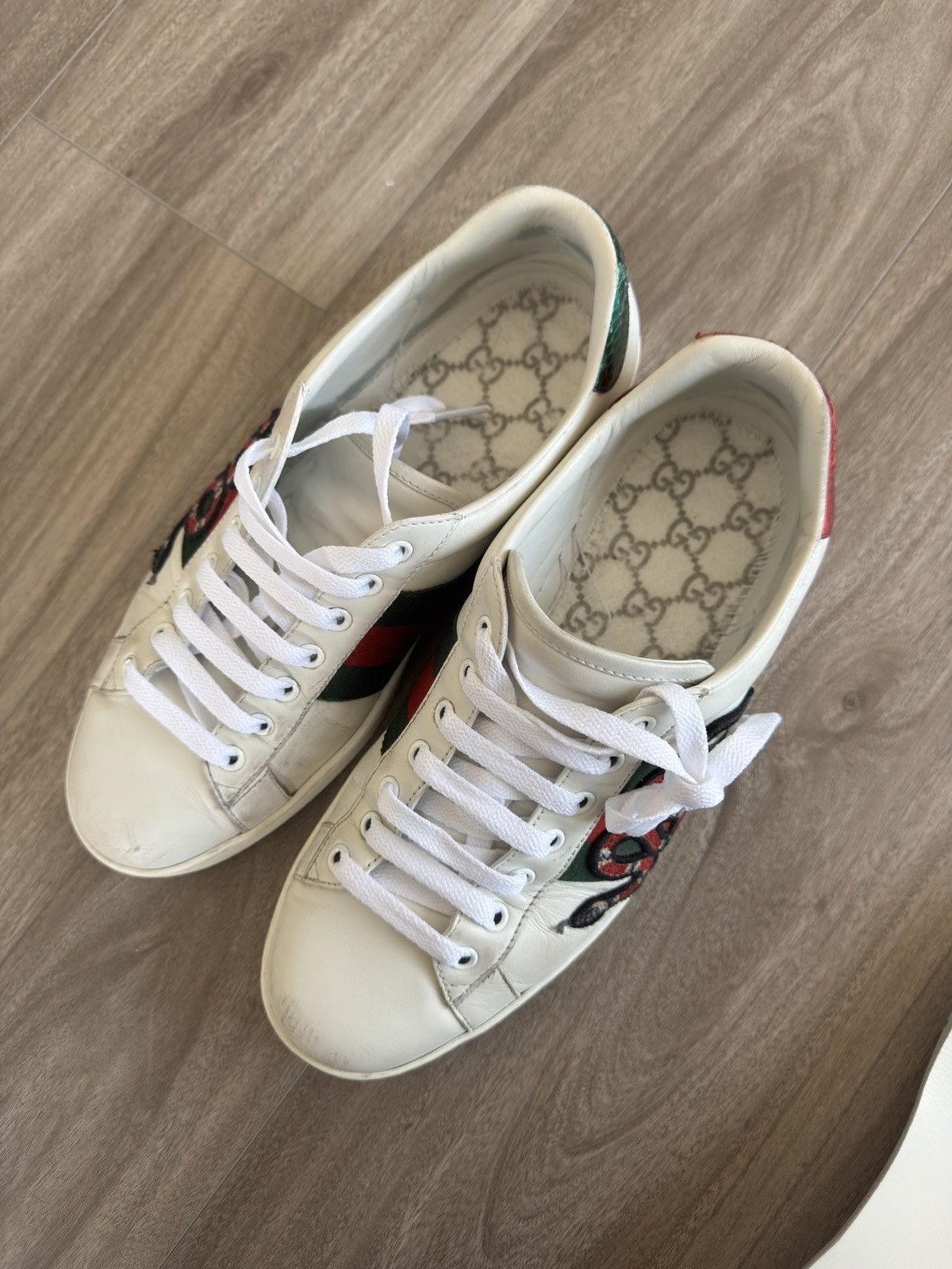 Gucci Ace Snake Sneaker White Size US 7 / EU 40 - 11 Thumbnail