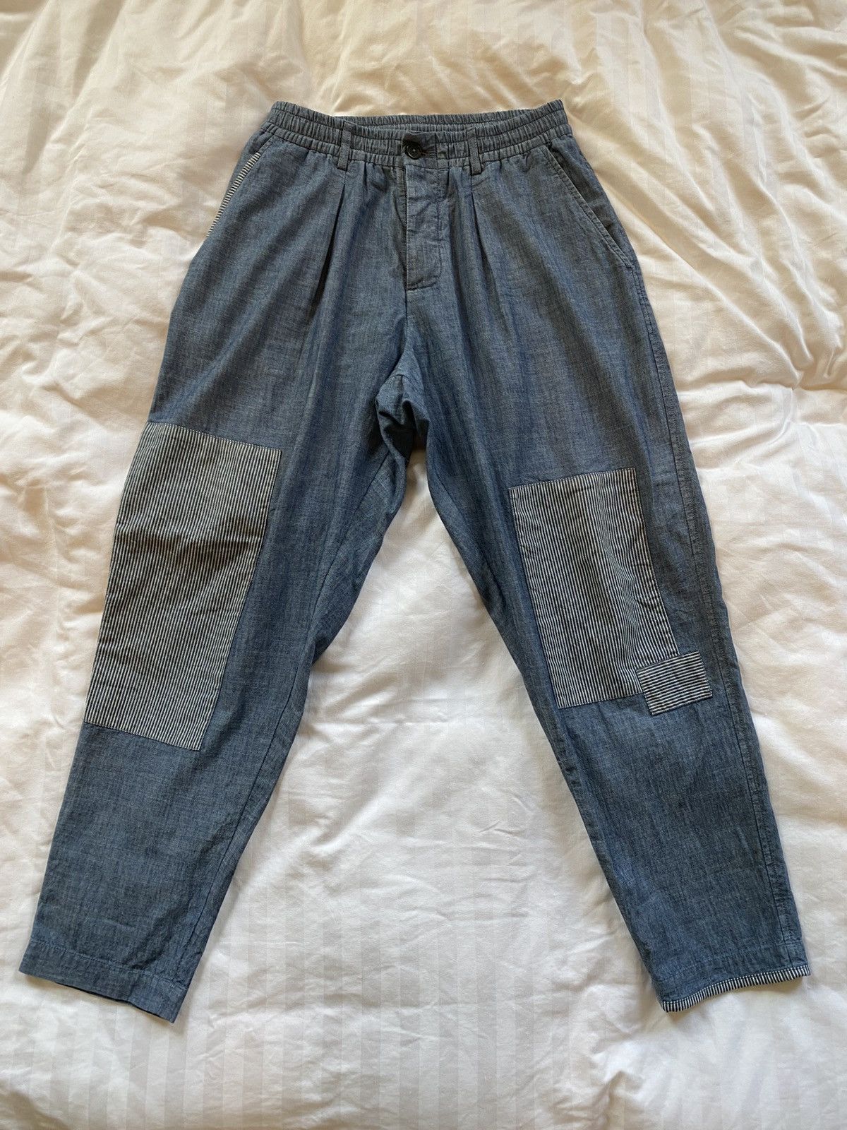 Universal Works Pleated Track Pant in Indigo Chambray Size US 30 / EU 46 - 1 Thumbnail